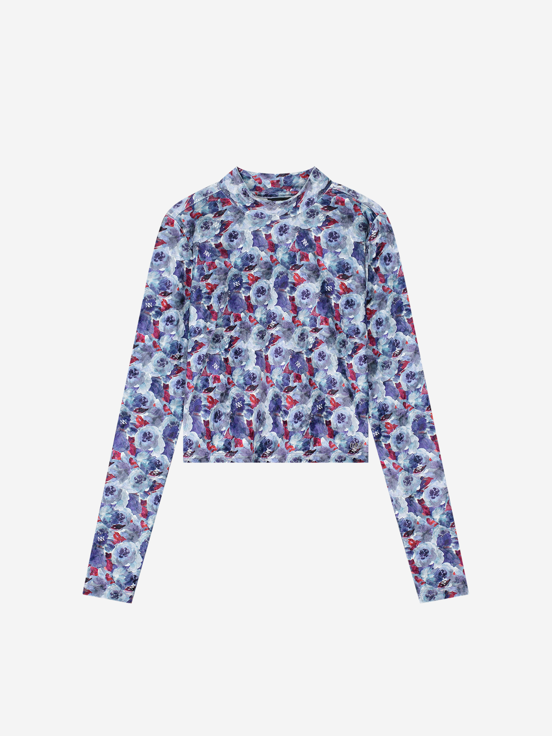 VELVET TOP MET BLOEMENPRINT