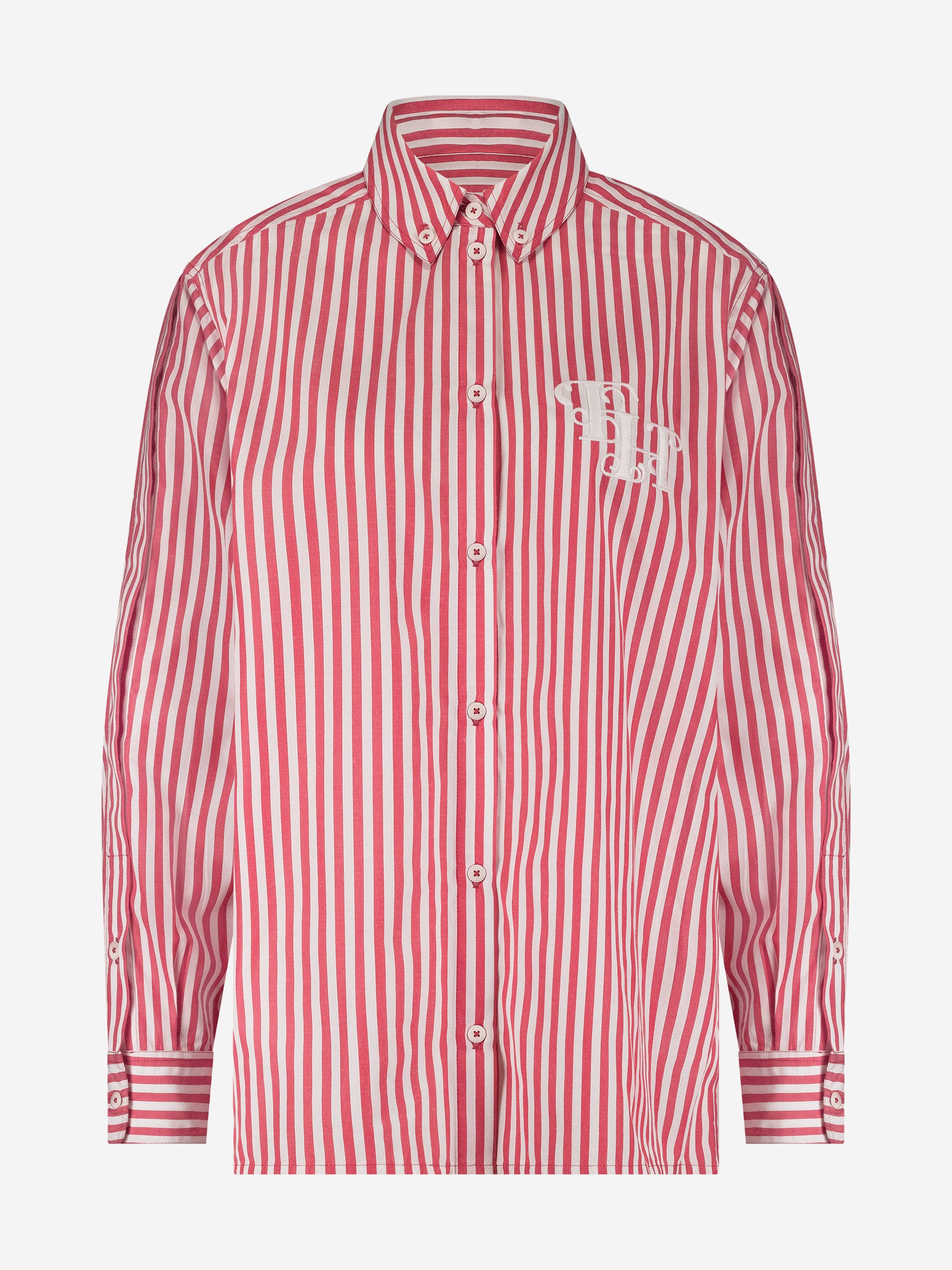 Loose-fitting striped blouse with embroidered logo