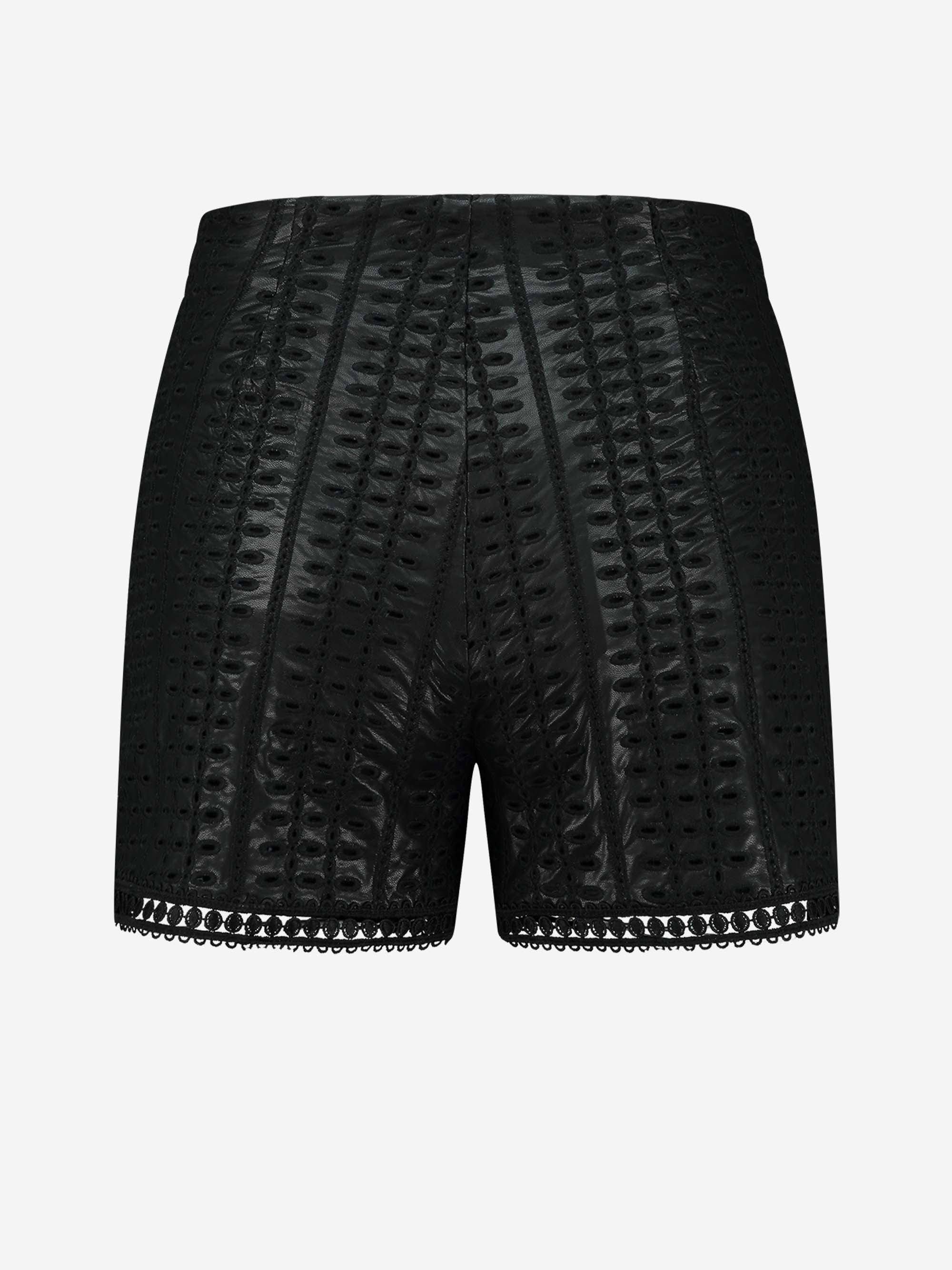 High rise vegan leren shorts met ritssluiting