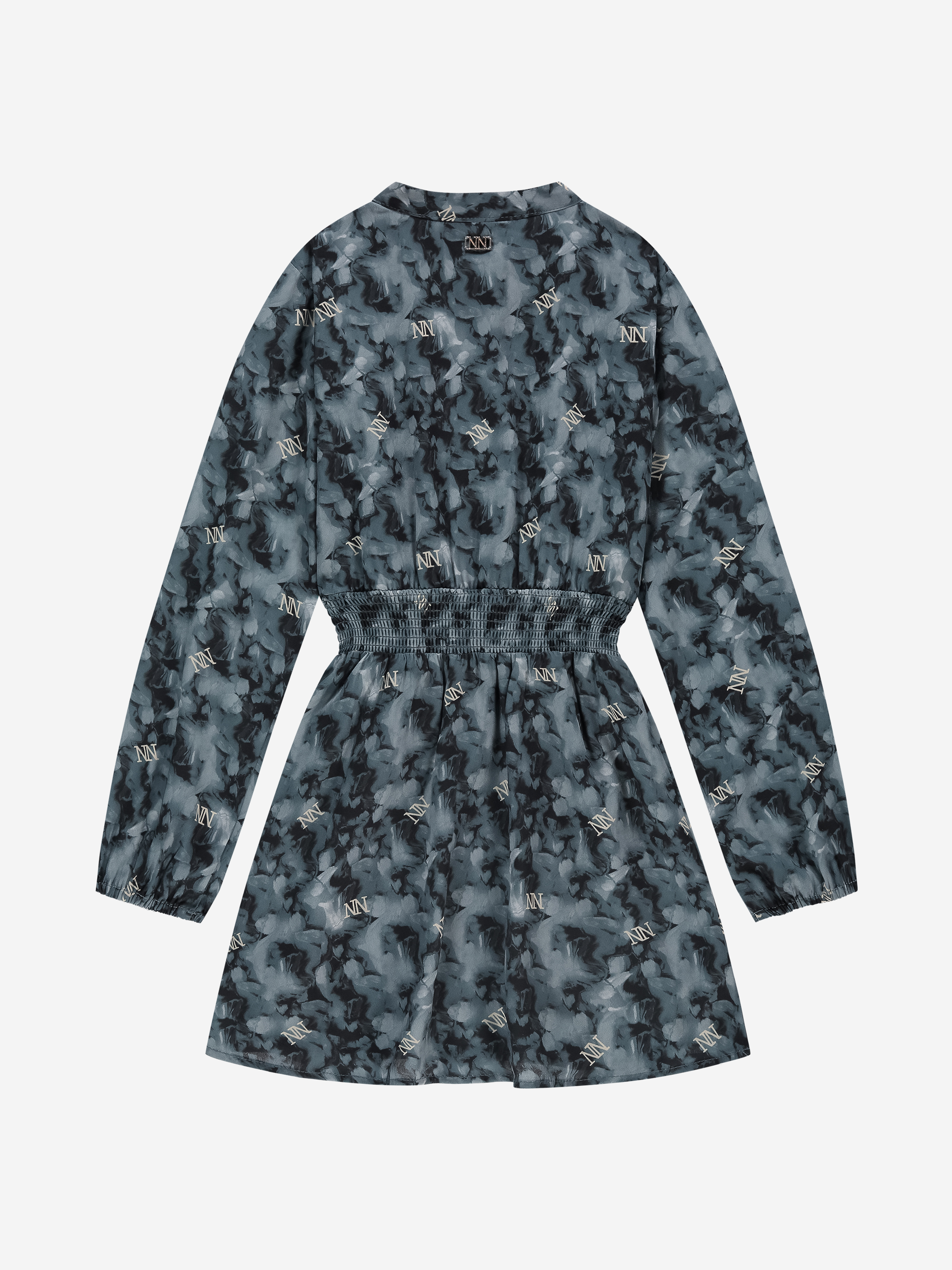 Short dress with floral print and elastic waistband
