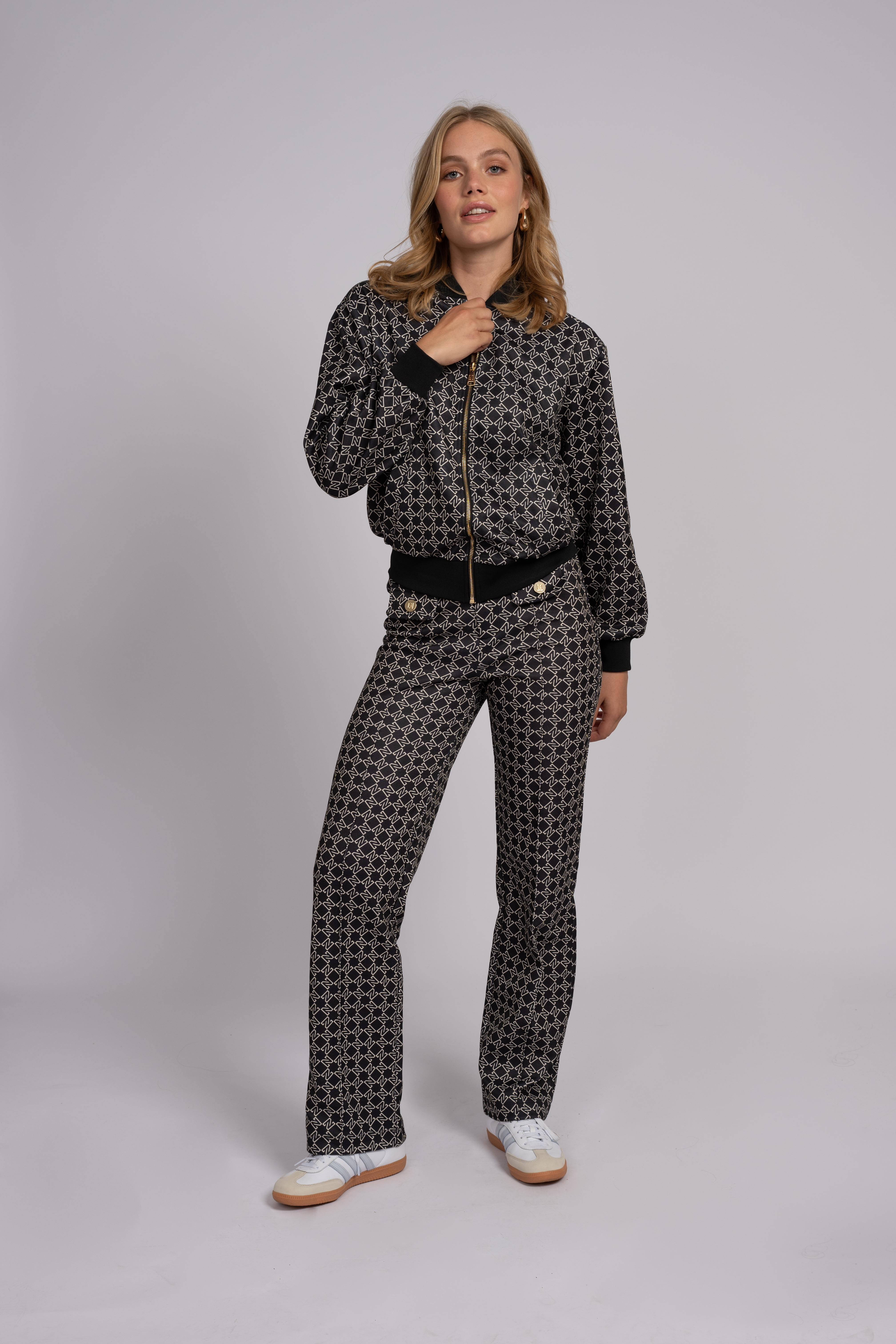 High waist broek met logo patroon