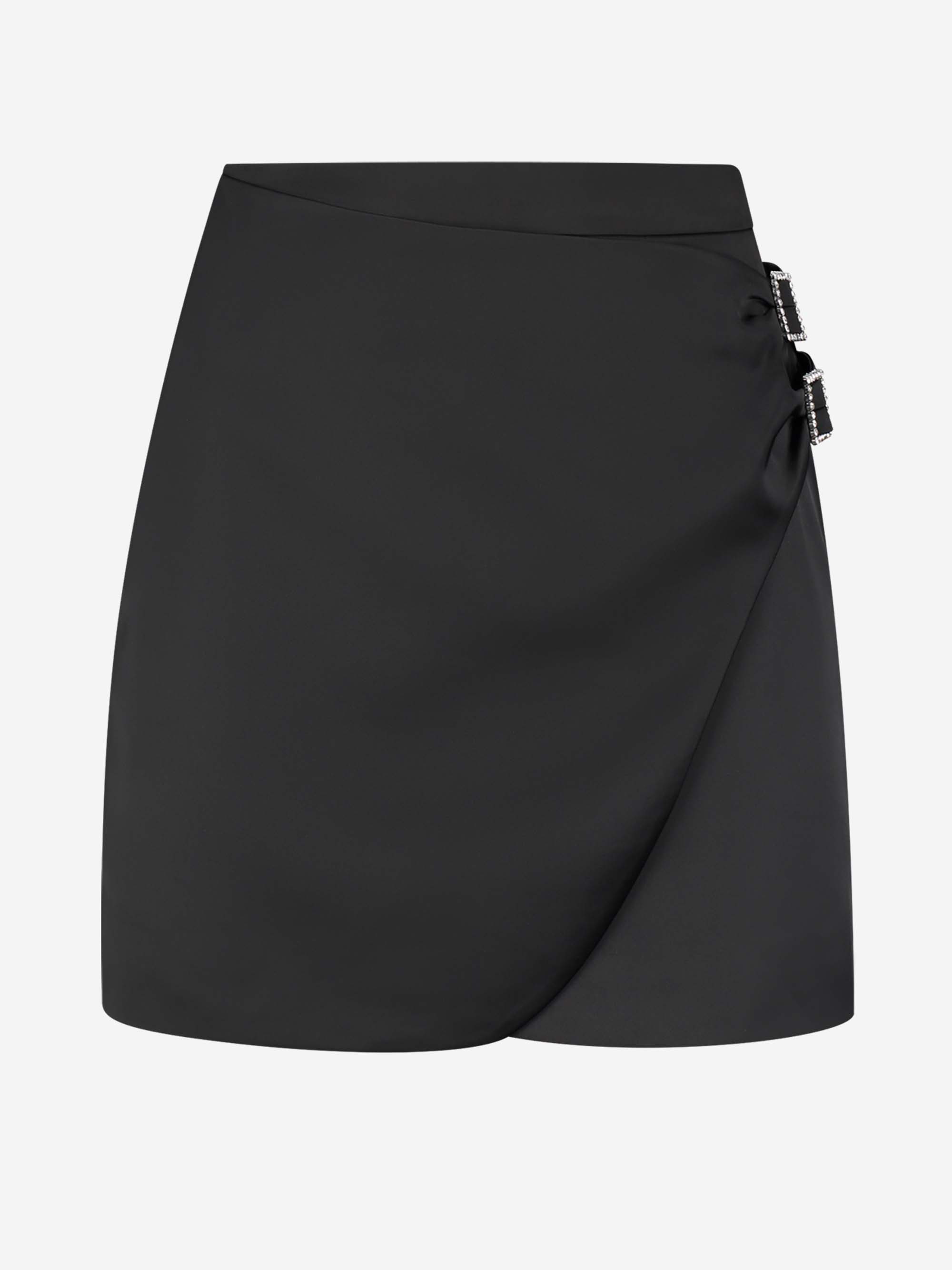 Satin look skirt with buckles 