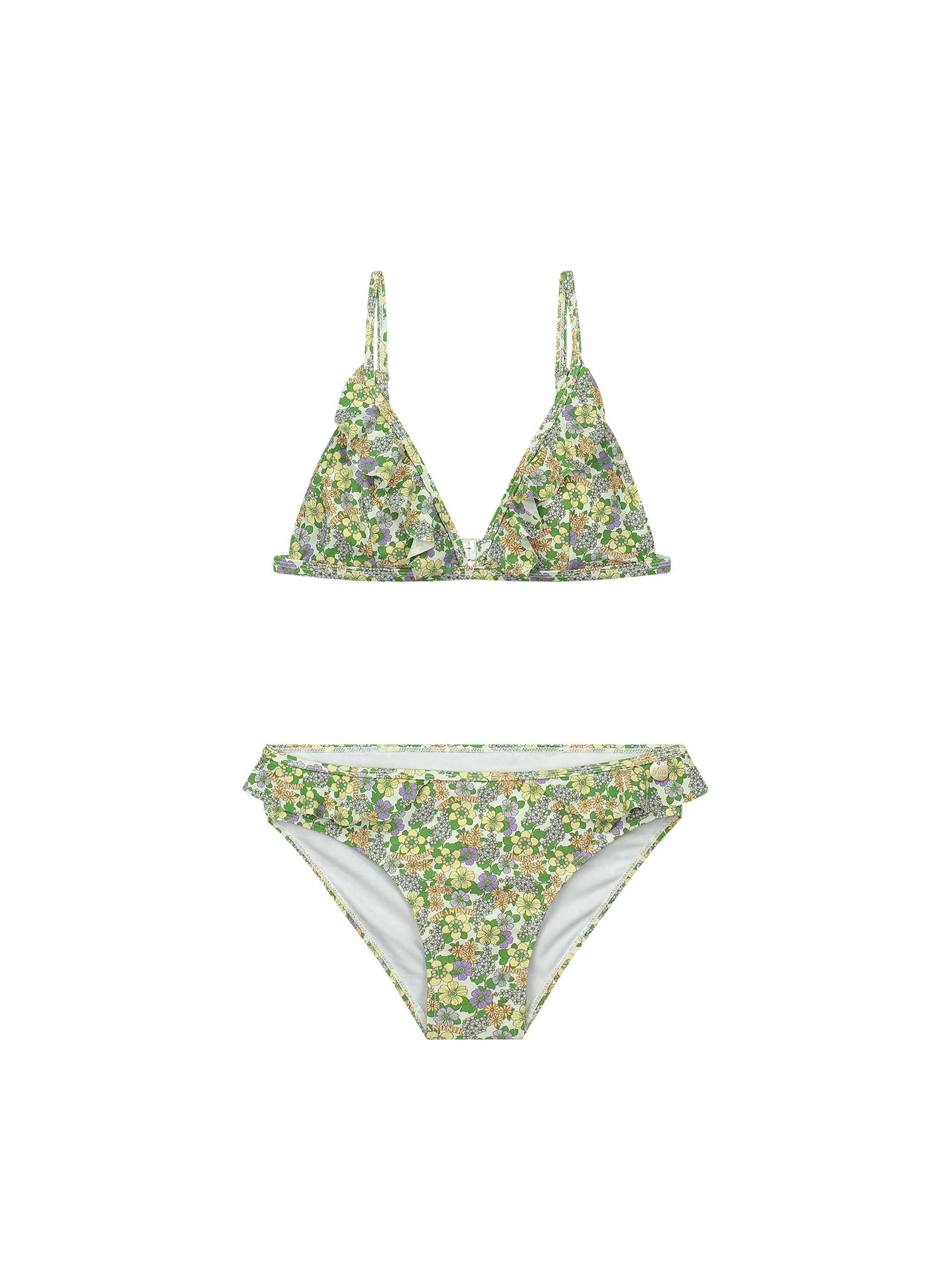 Flower print bikini with ruffles 