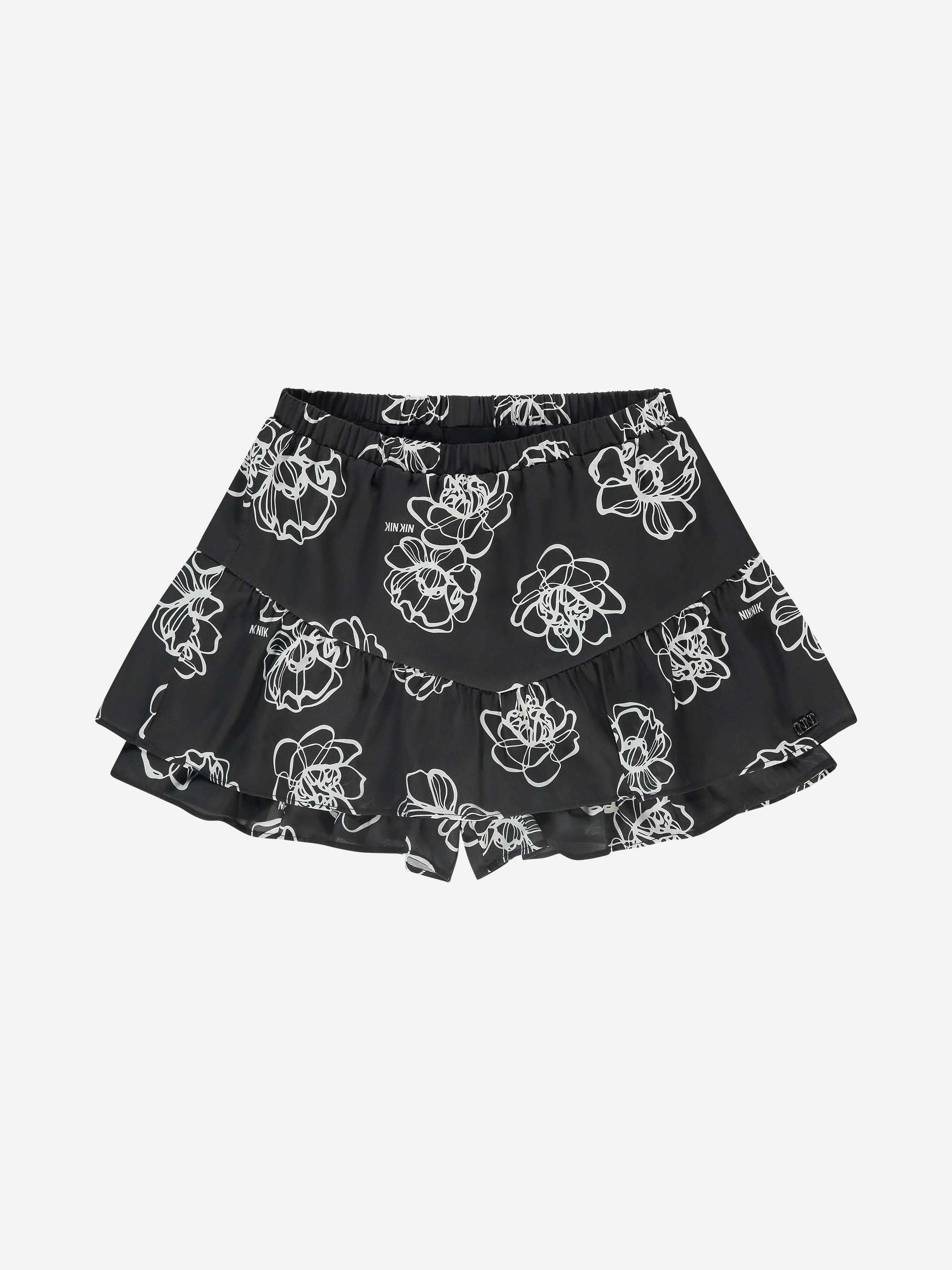 Korte skort met bloemenprint en laagjes