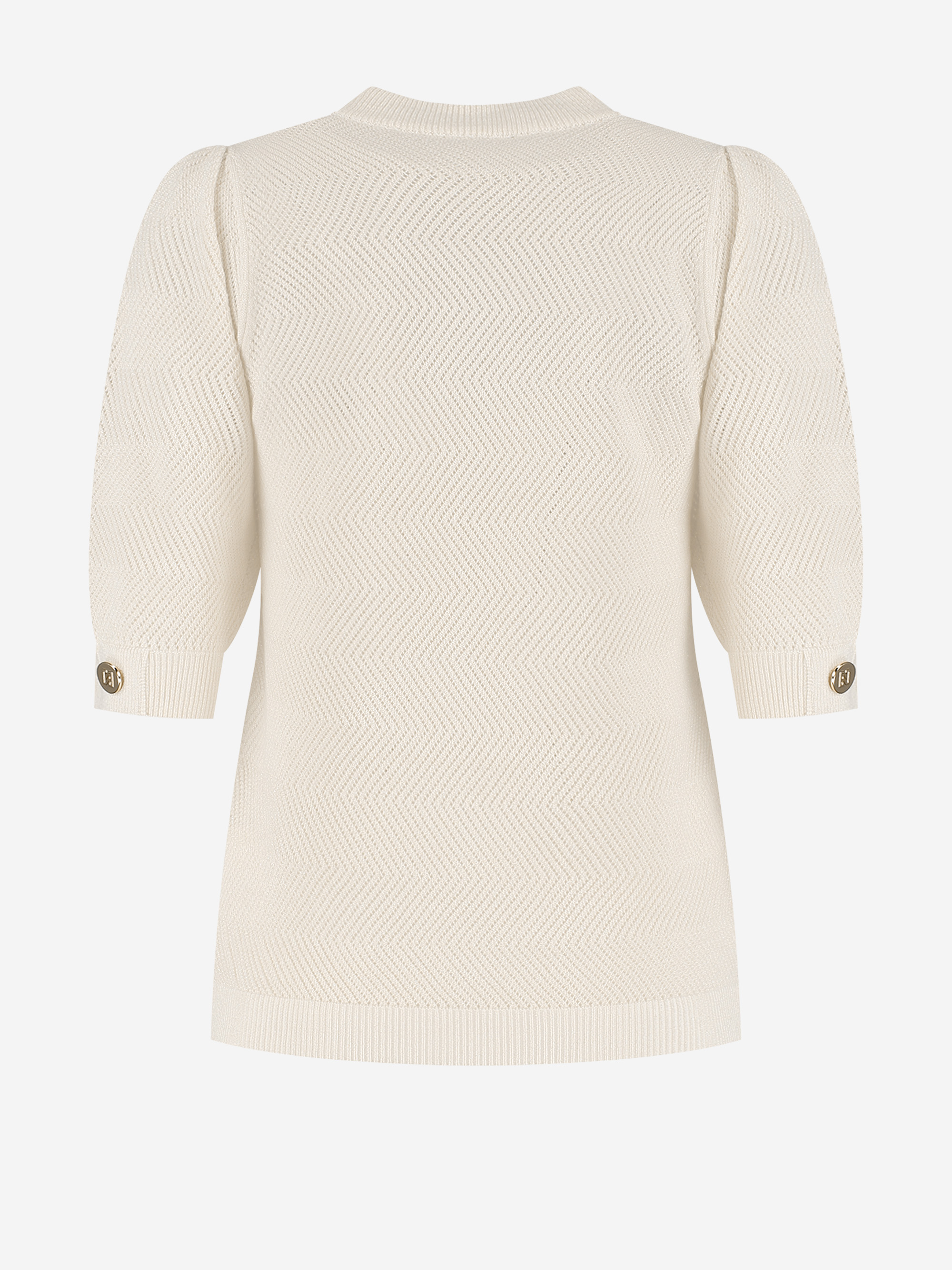 Ajour knitted top with puff sleeves