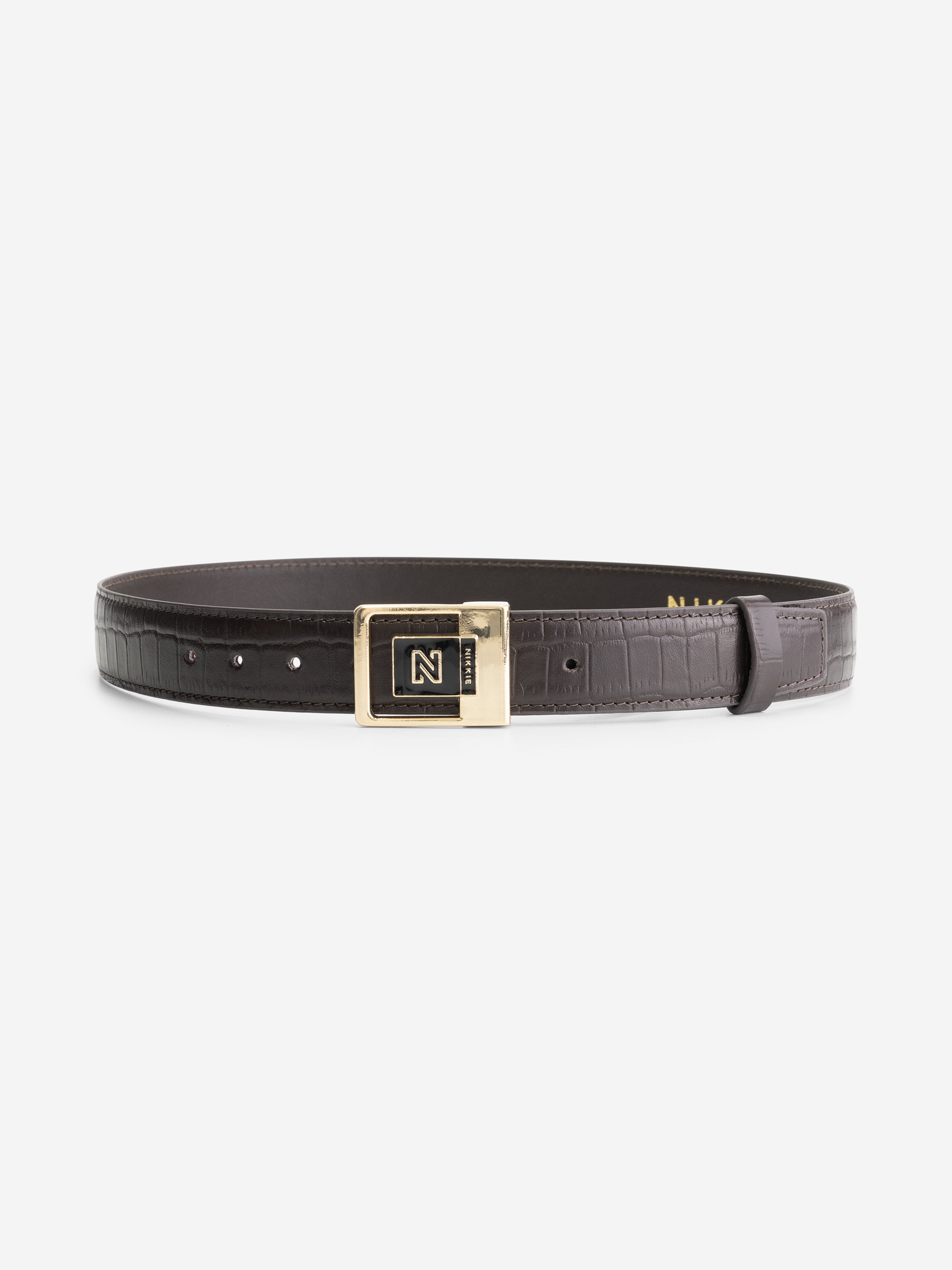 Belt with crocodile pattern and NIKKIE buckle