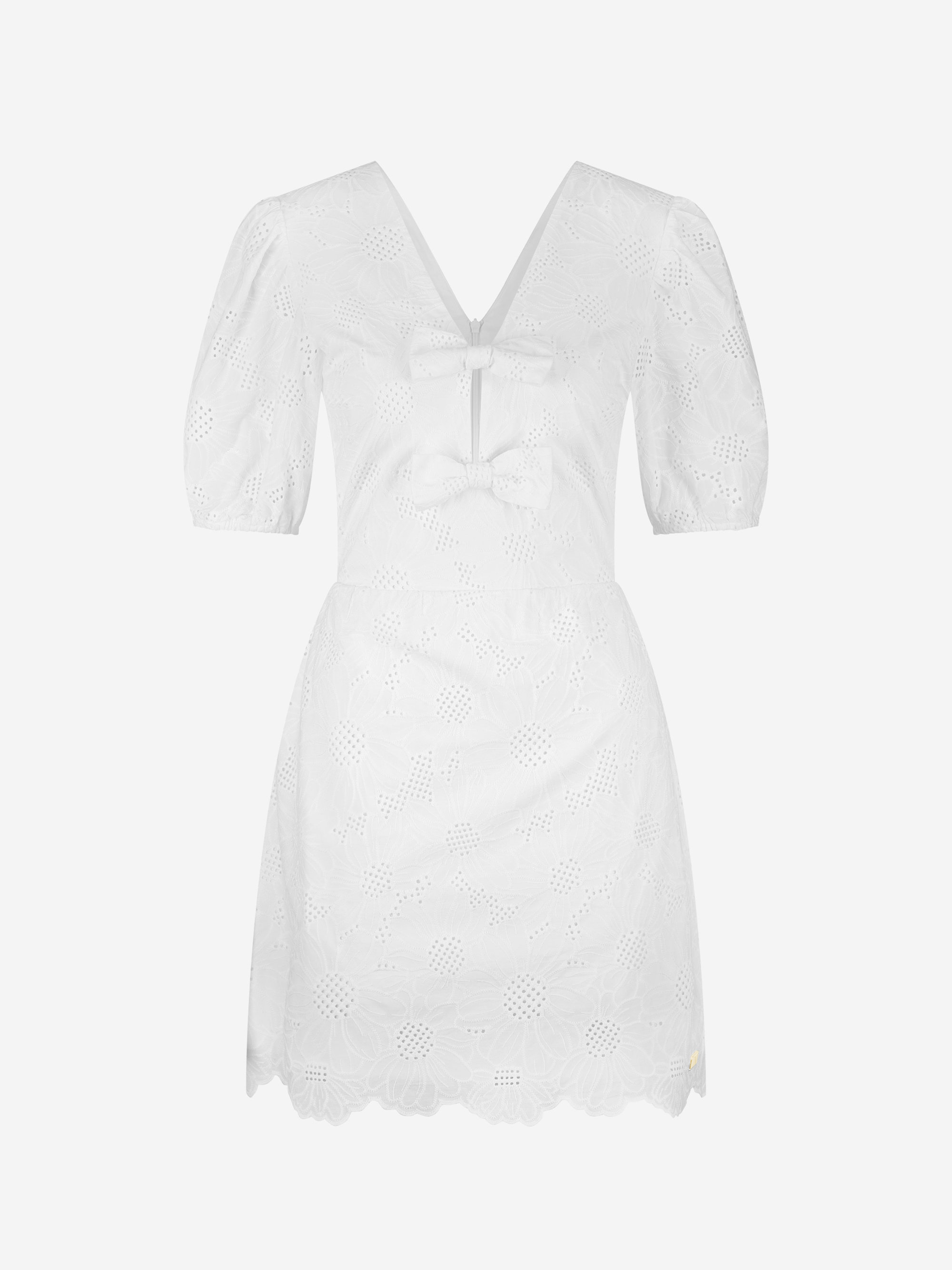 Broderie anglaise dress with bow details