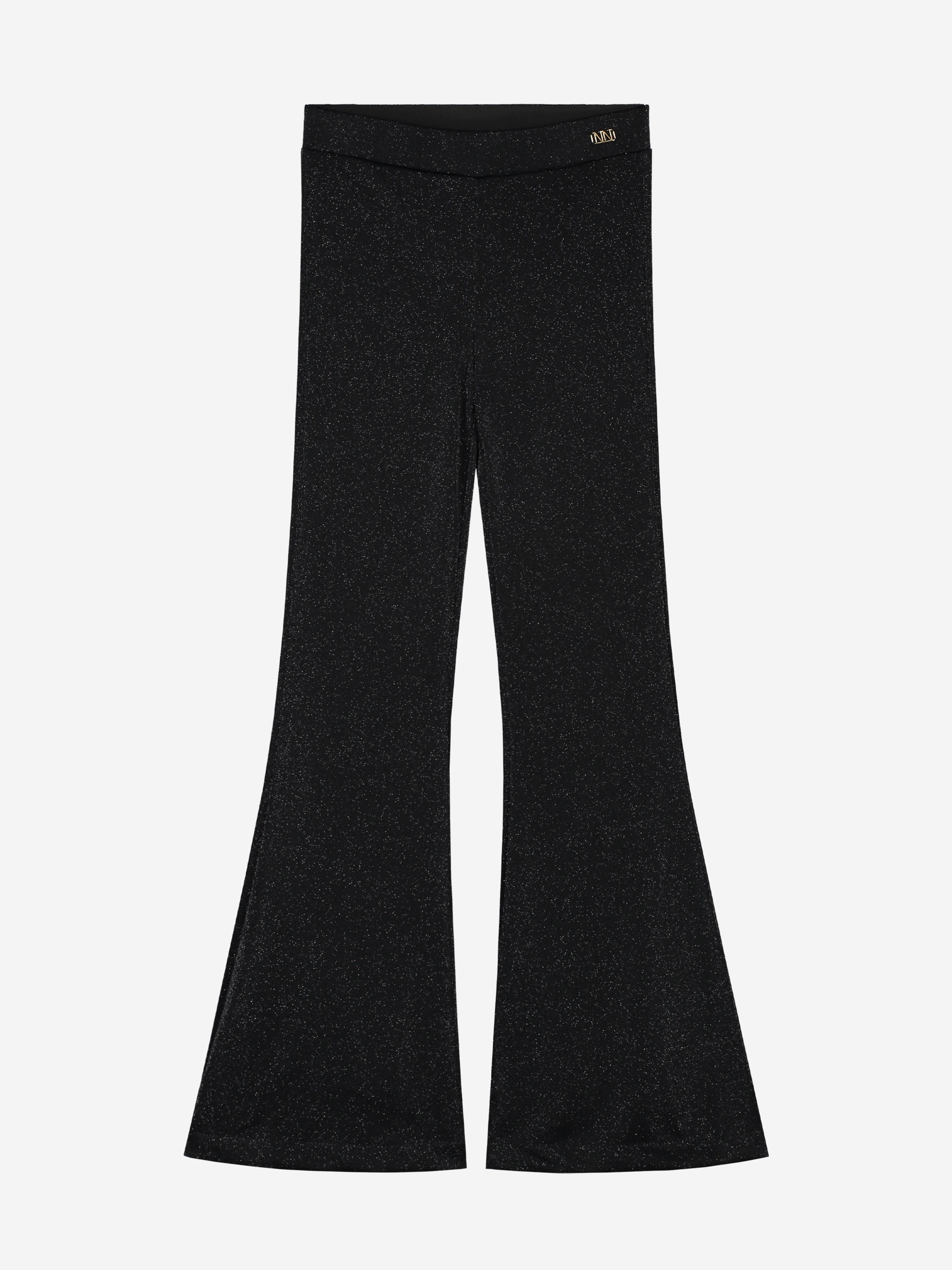 Flared legging in glitter mesh fabric