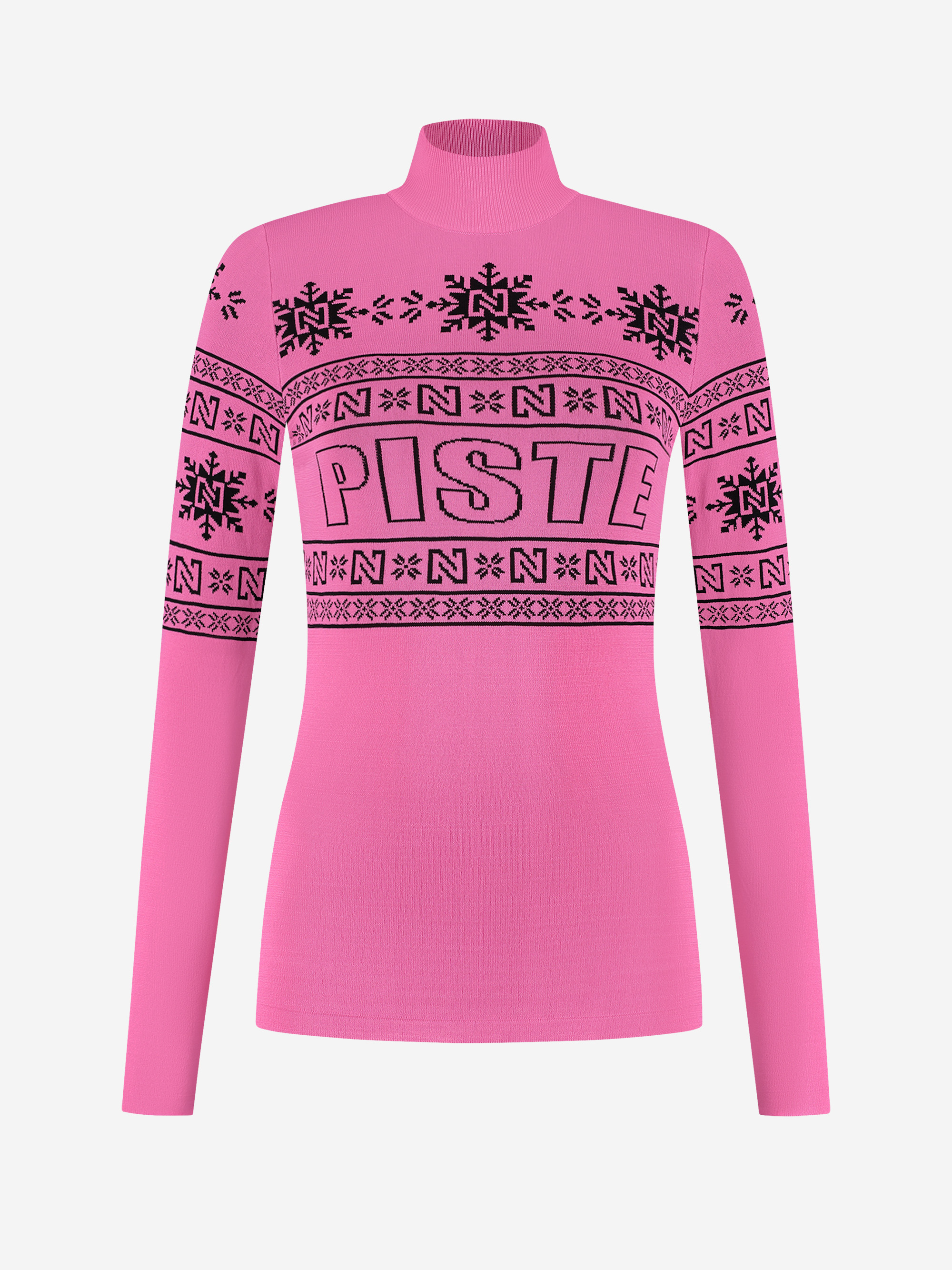 Fitted top with logo pattern and turtleneck