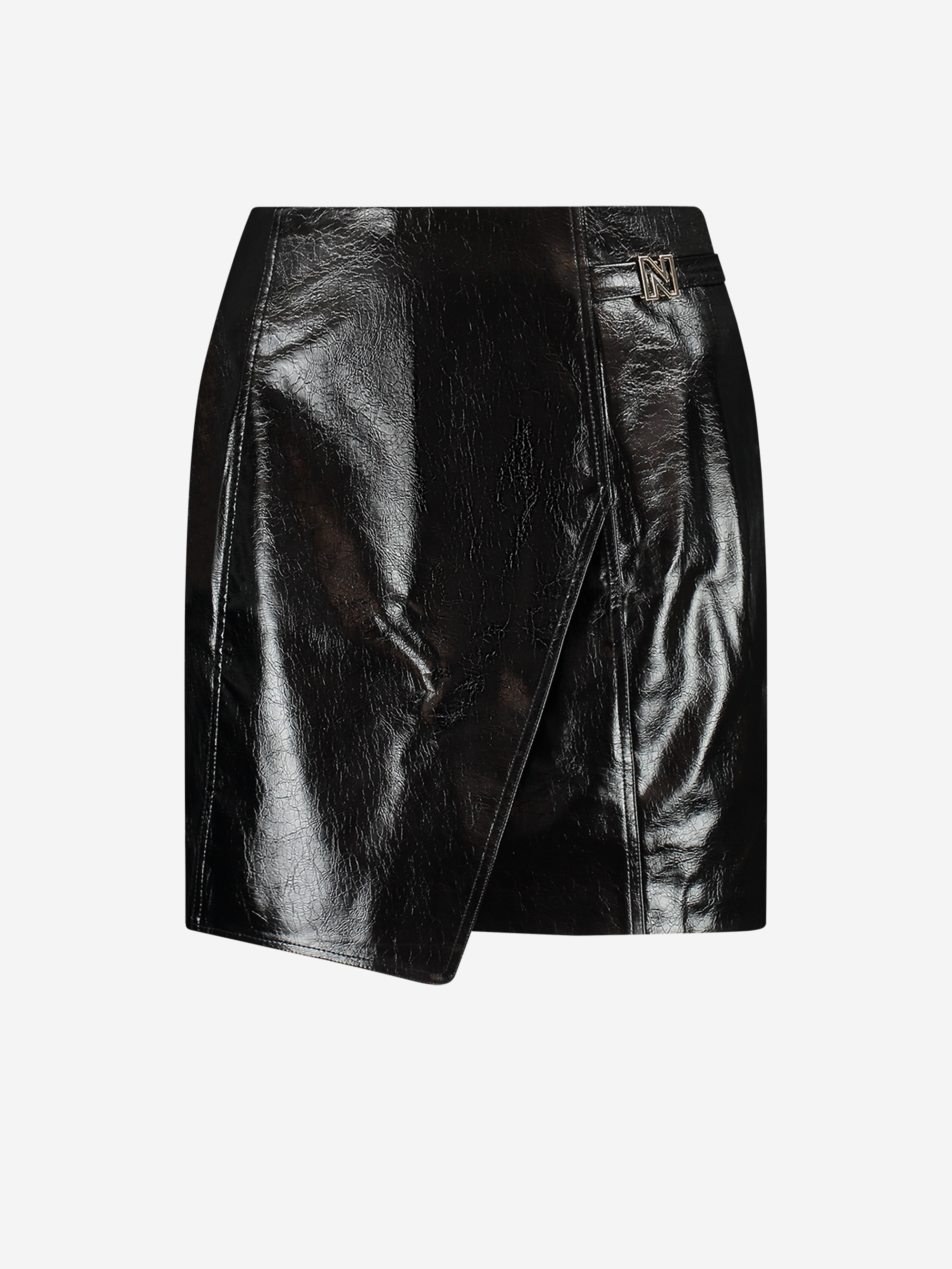 Faux leather skirt with overlap