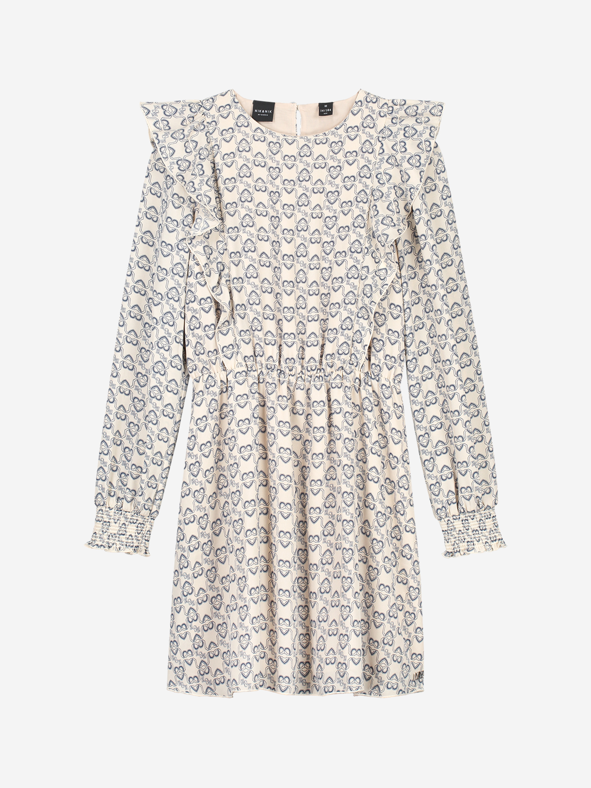   Ruches jurk met all-over print 