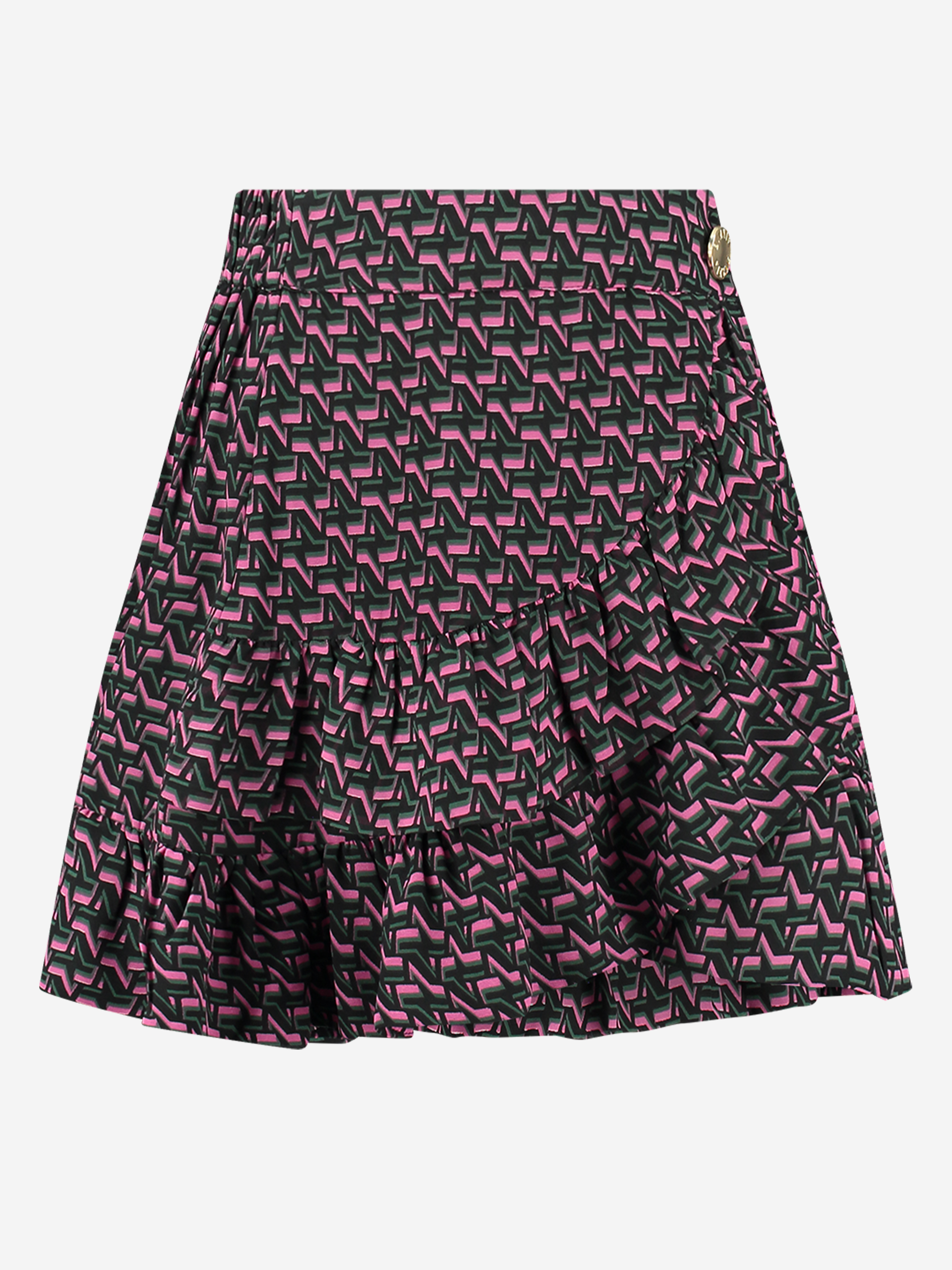 Skirt with ruffles and all-over print 