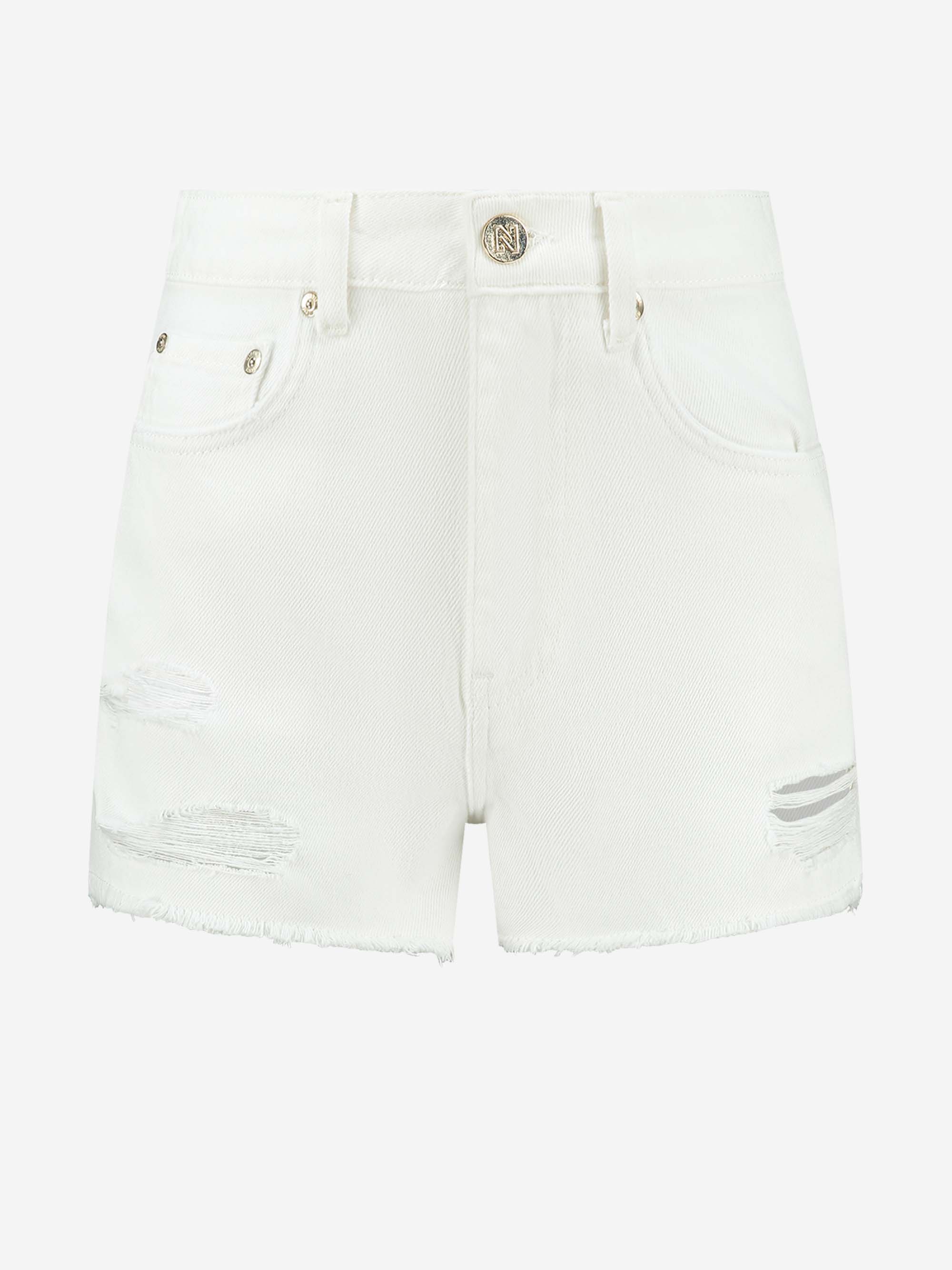  Destroyed High rise denim shorts 