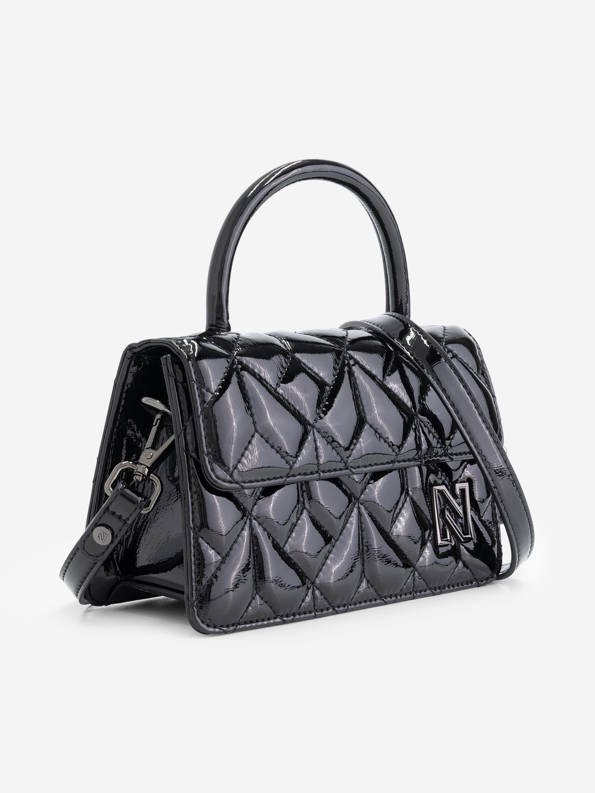 Quilted lacquer handbag
