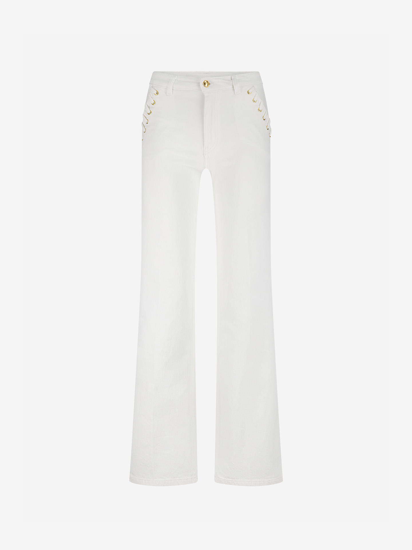 Flared jeans met veterdetails