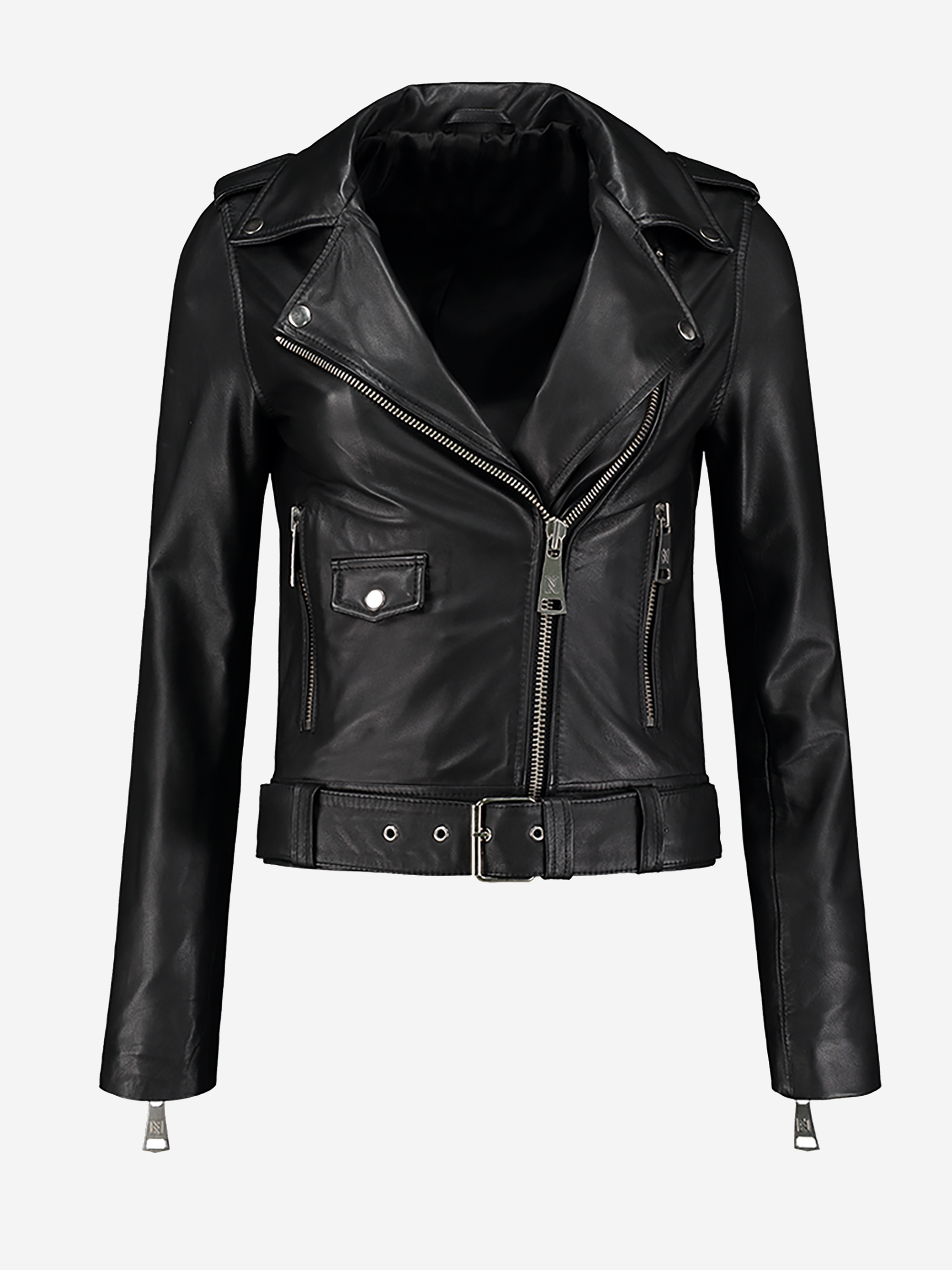 Black biker jacket made of leather