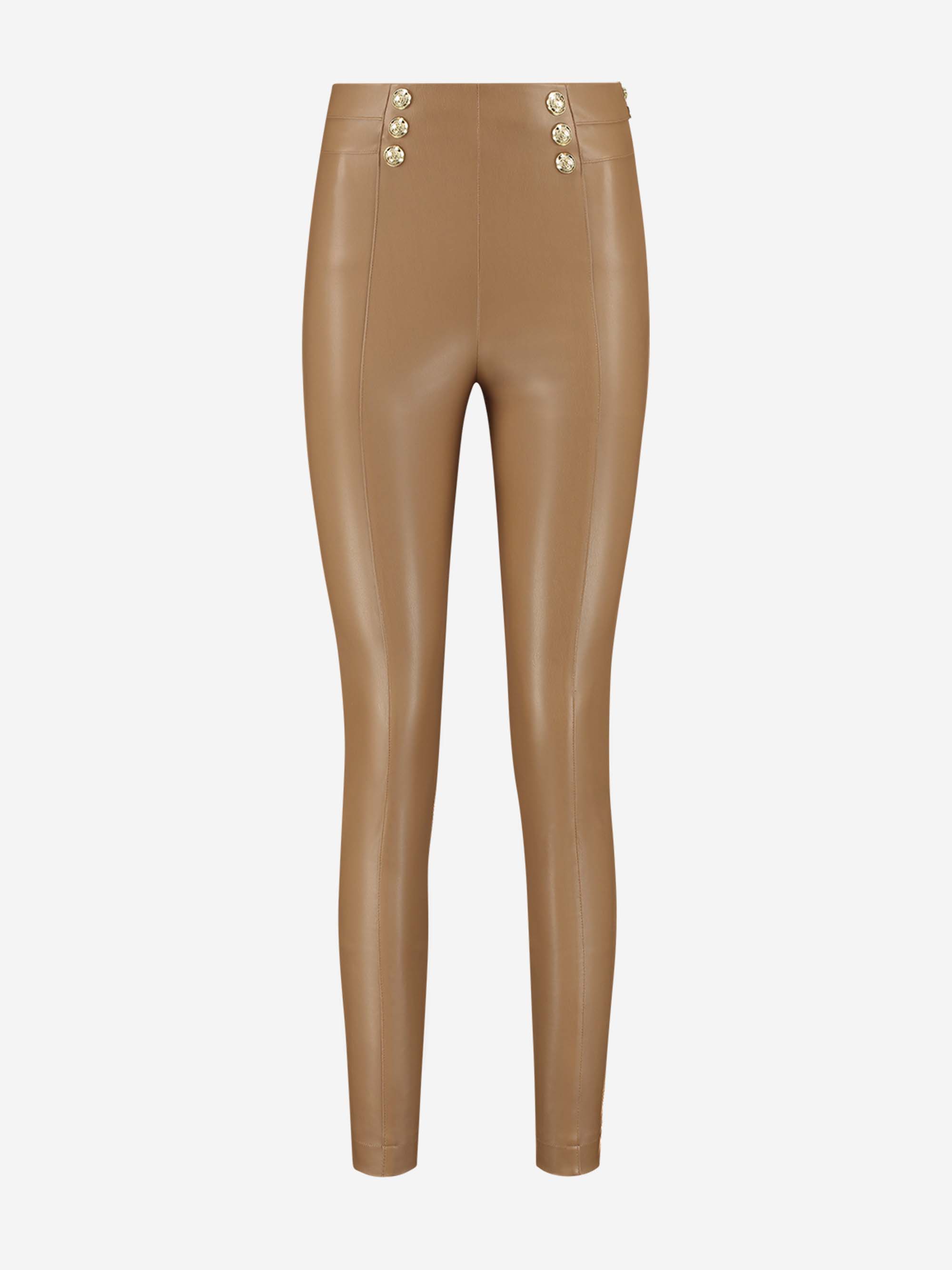 Vegan leather skinny pants with high rise