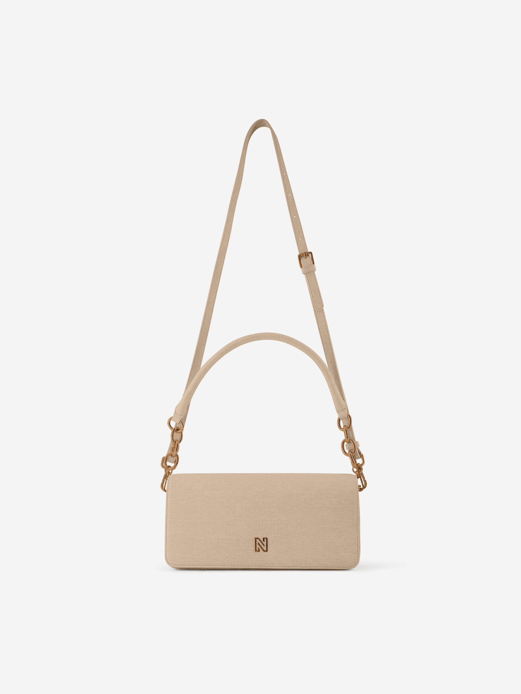 Denim shoulder bag with chain details