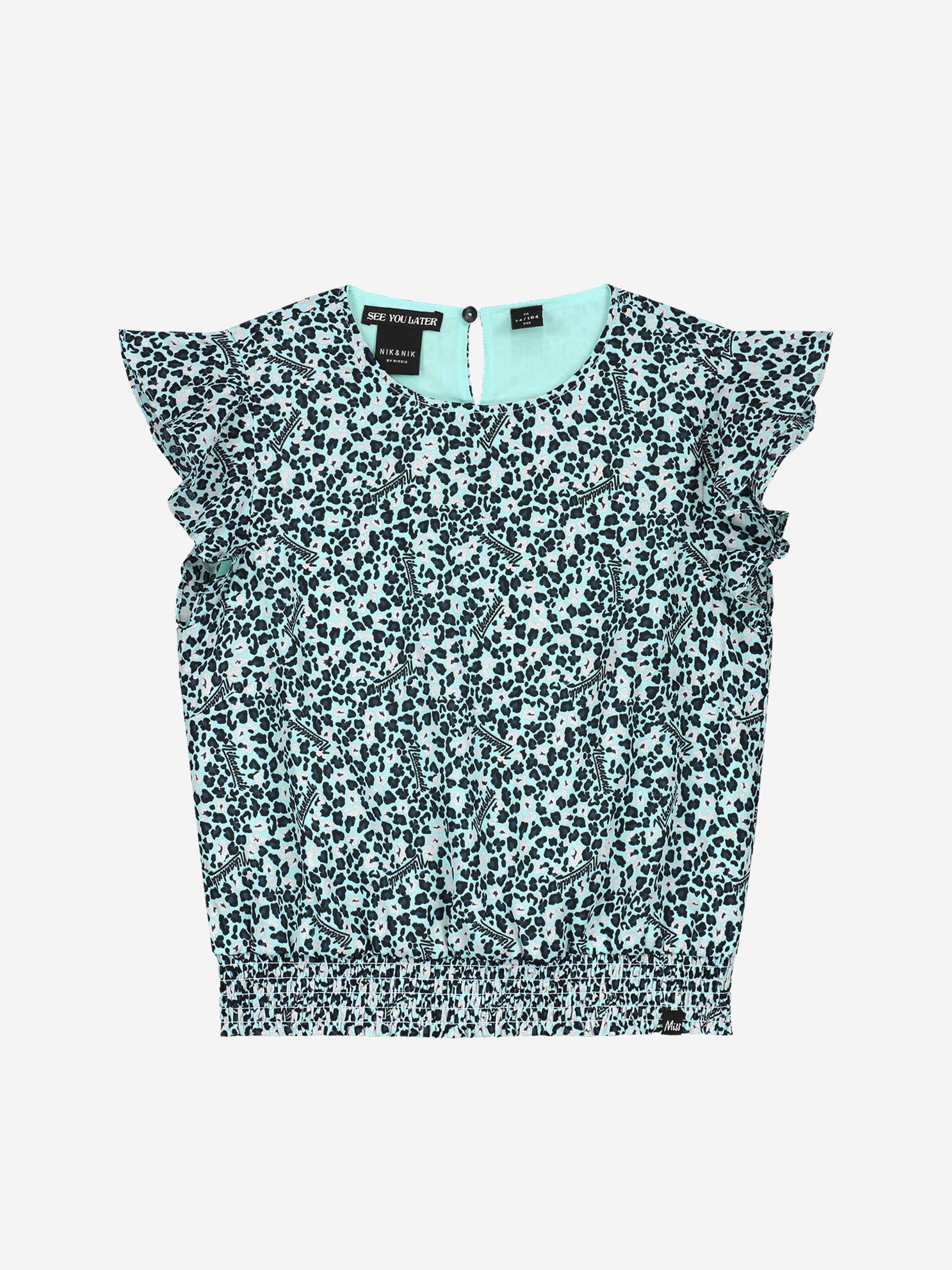 Leopard print top with smock and ruffles 
