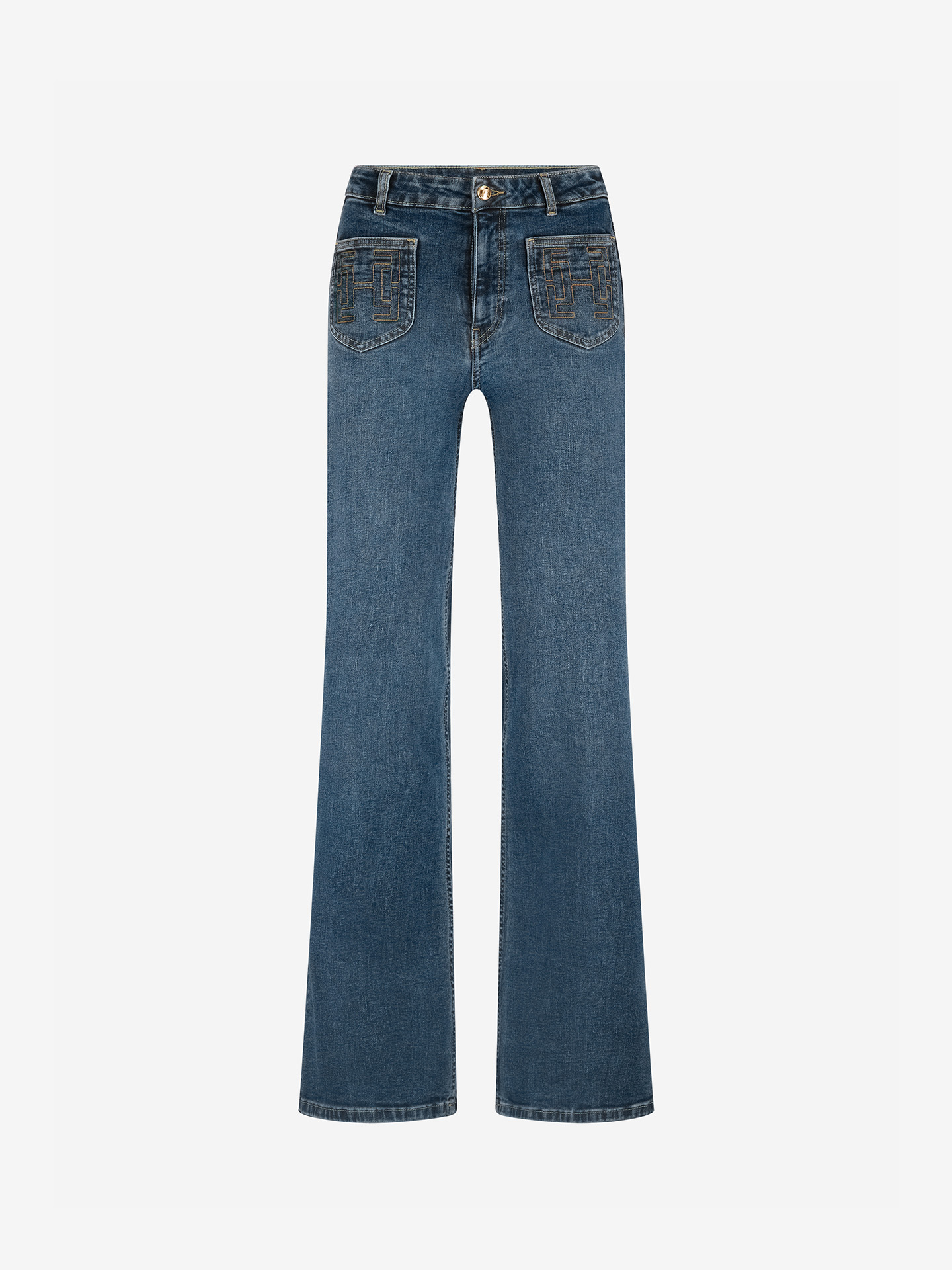Flared jeans met geborduurd logo