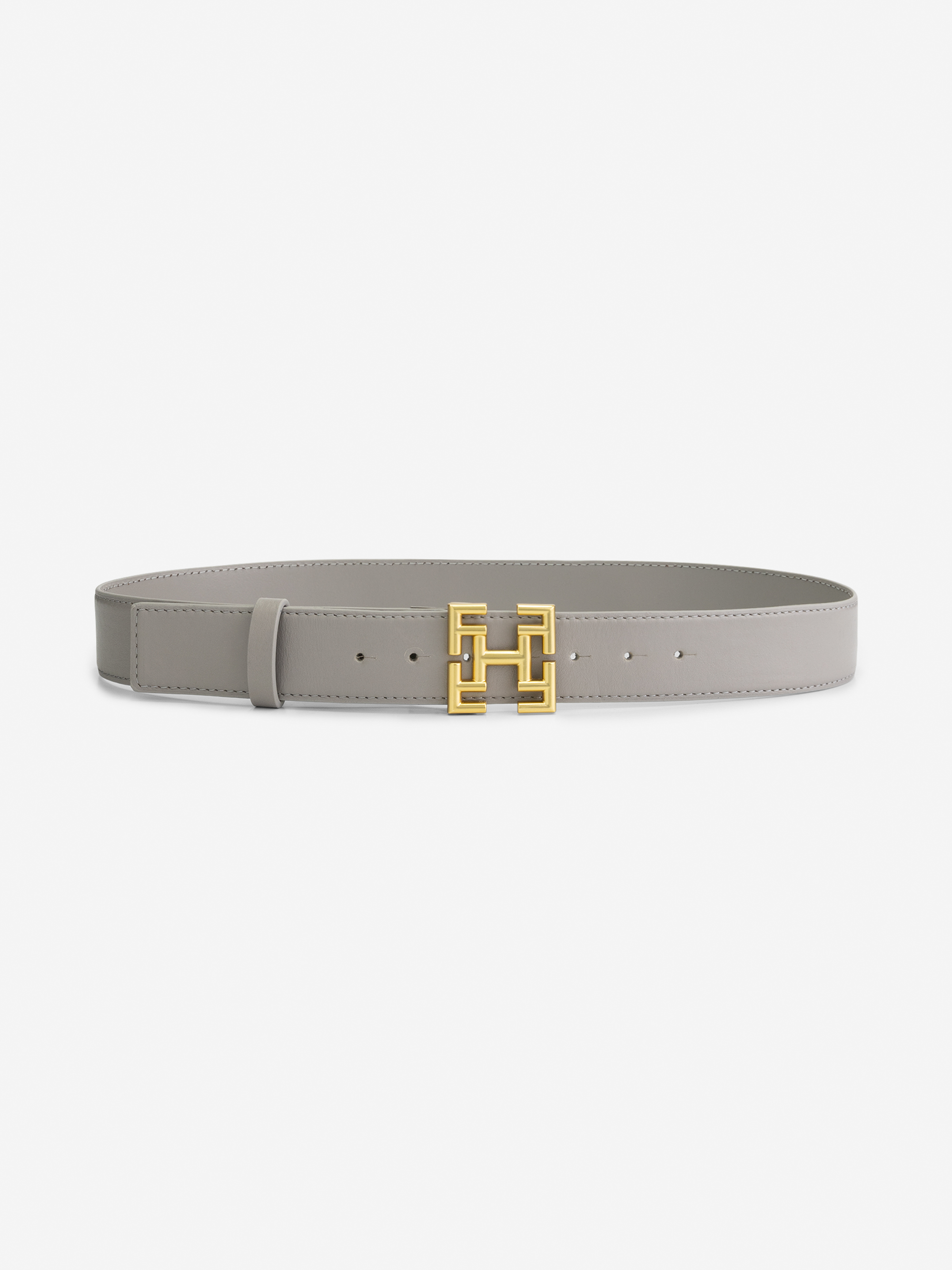 Smalle Leren taille riem met logo gesp 