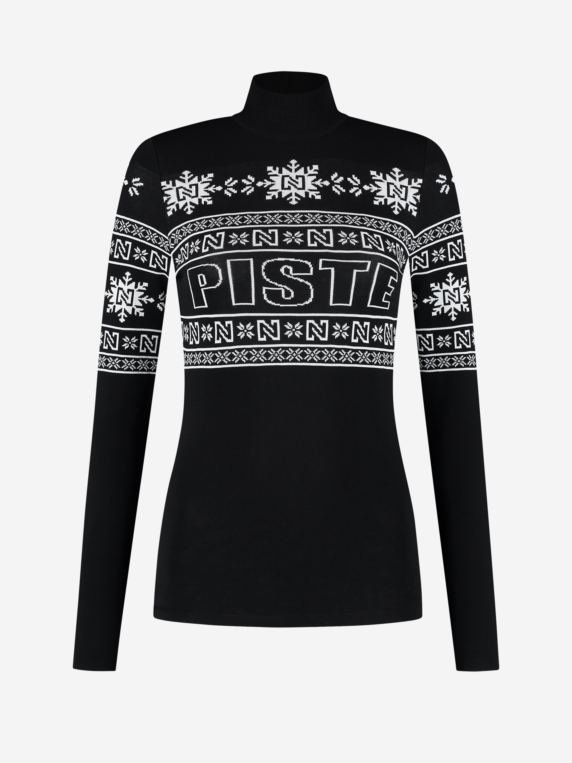 Fitted top with logo pattern and turtleneck