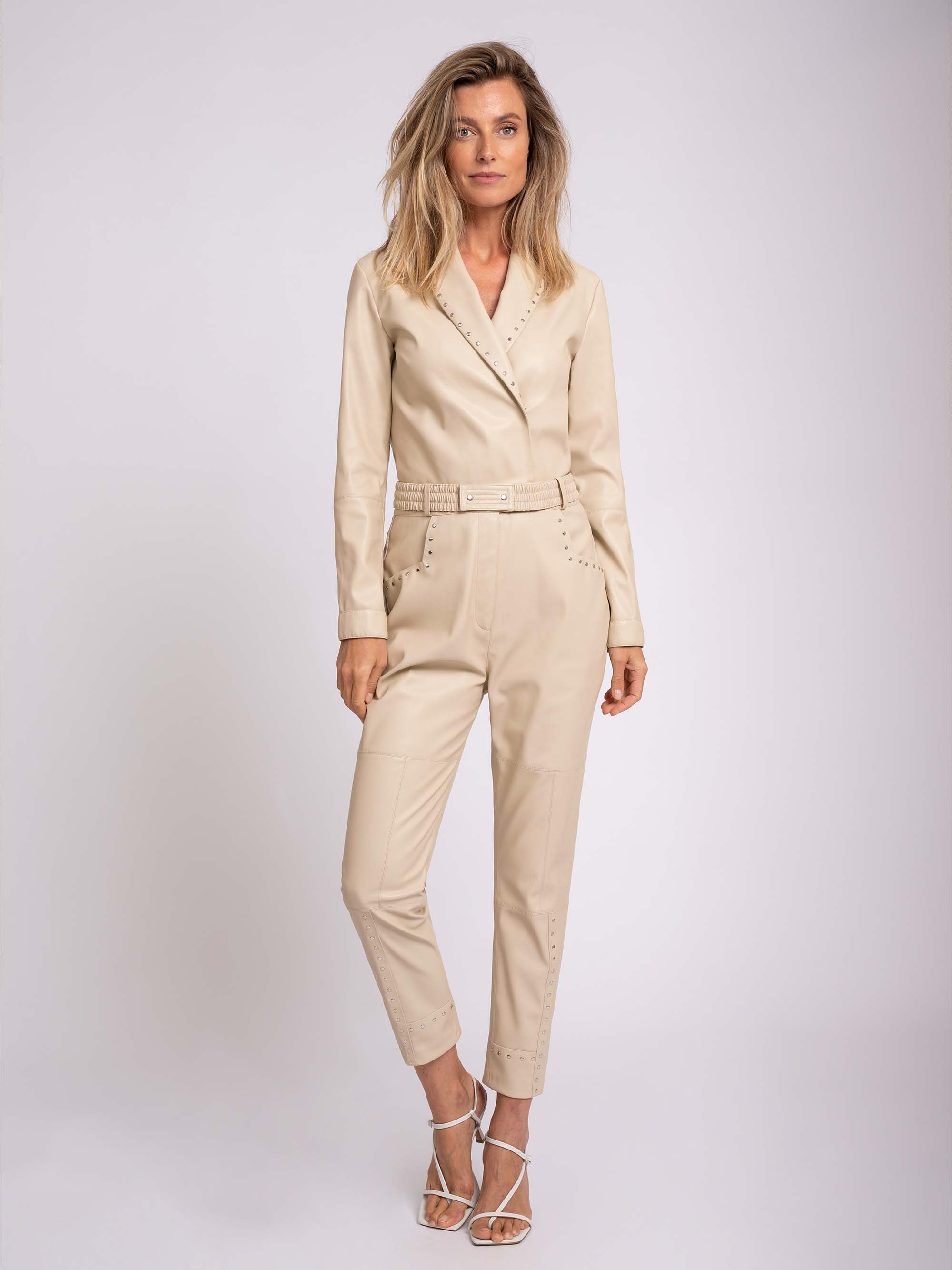 Vegan leather Jumpsuit with studs 