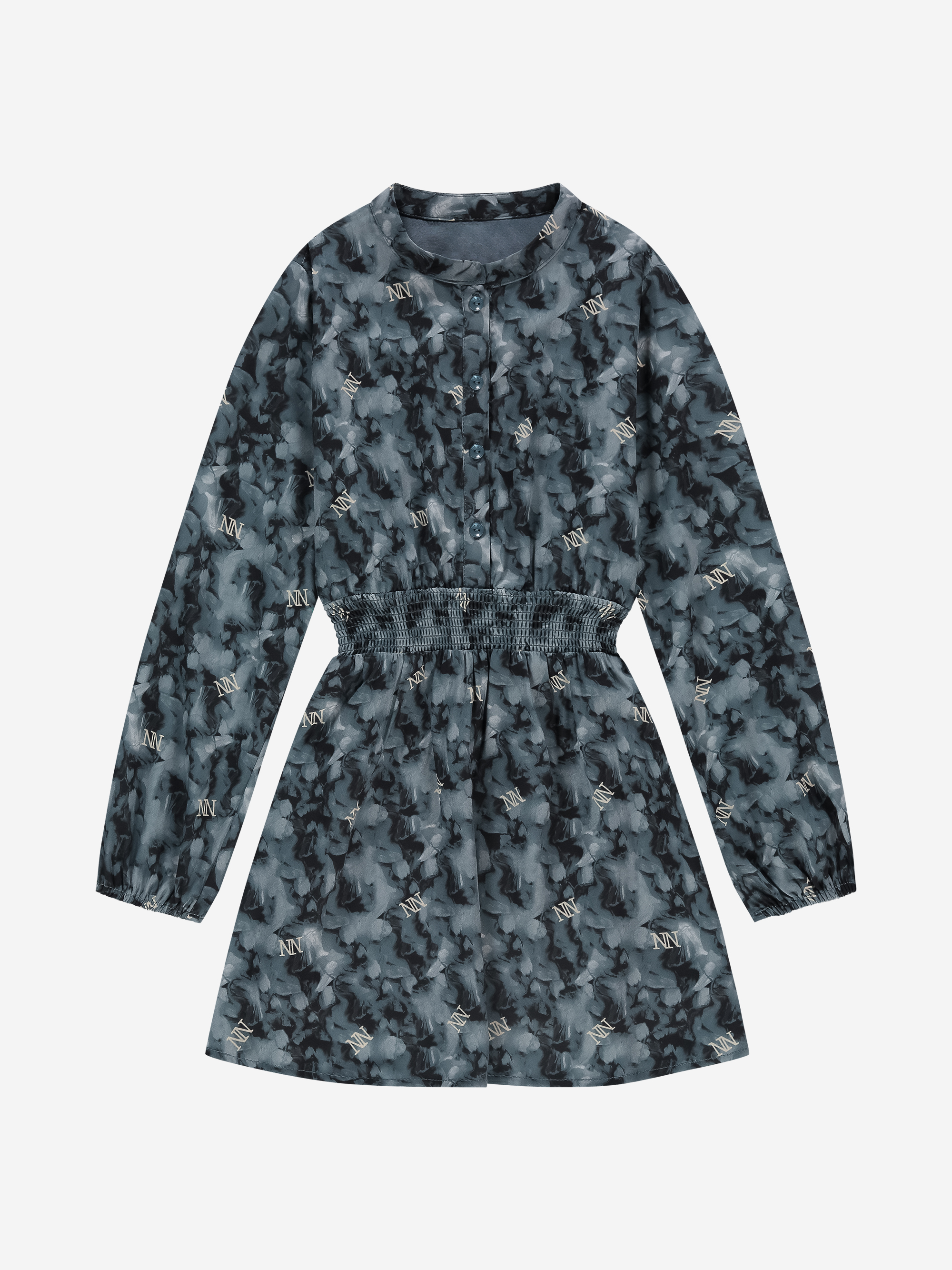Short dress with floral print and elastic waistband