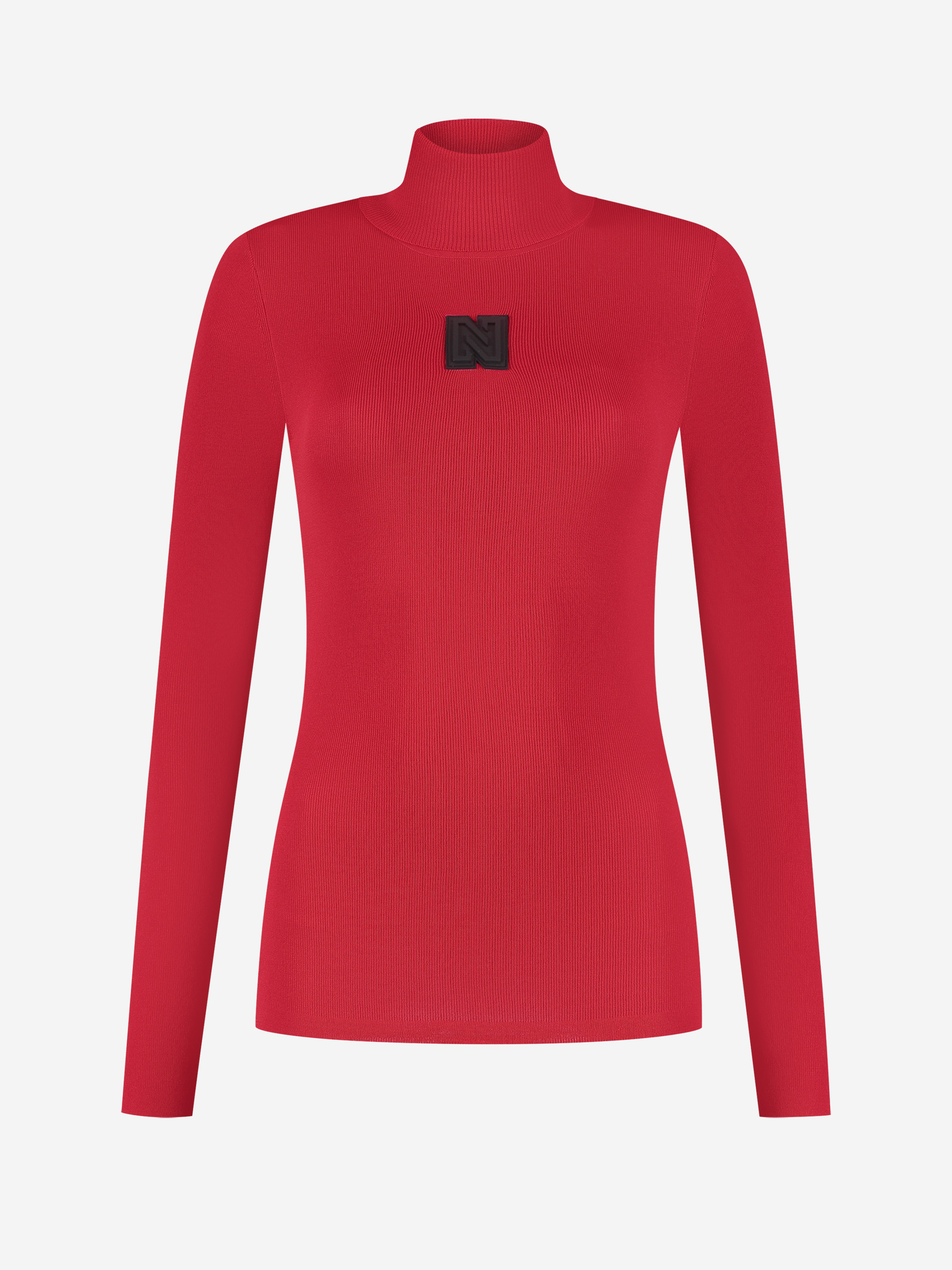 Fitted top with logo patch and turtleneck