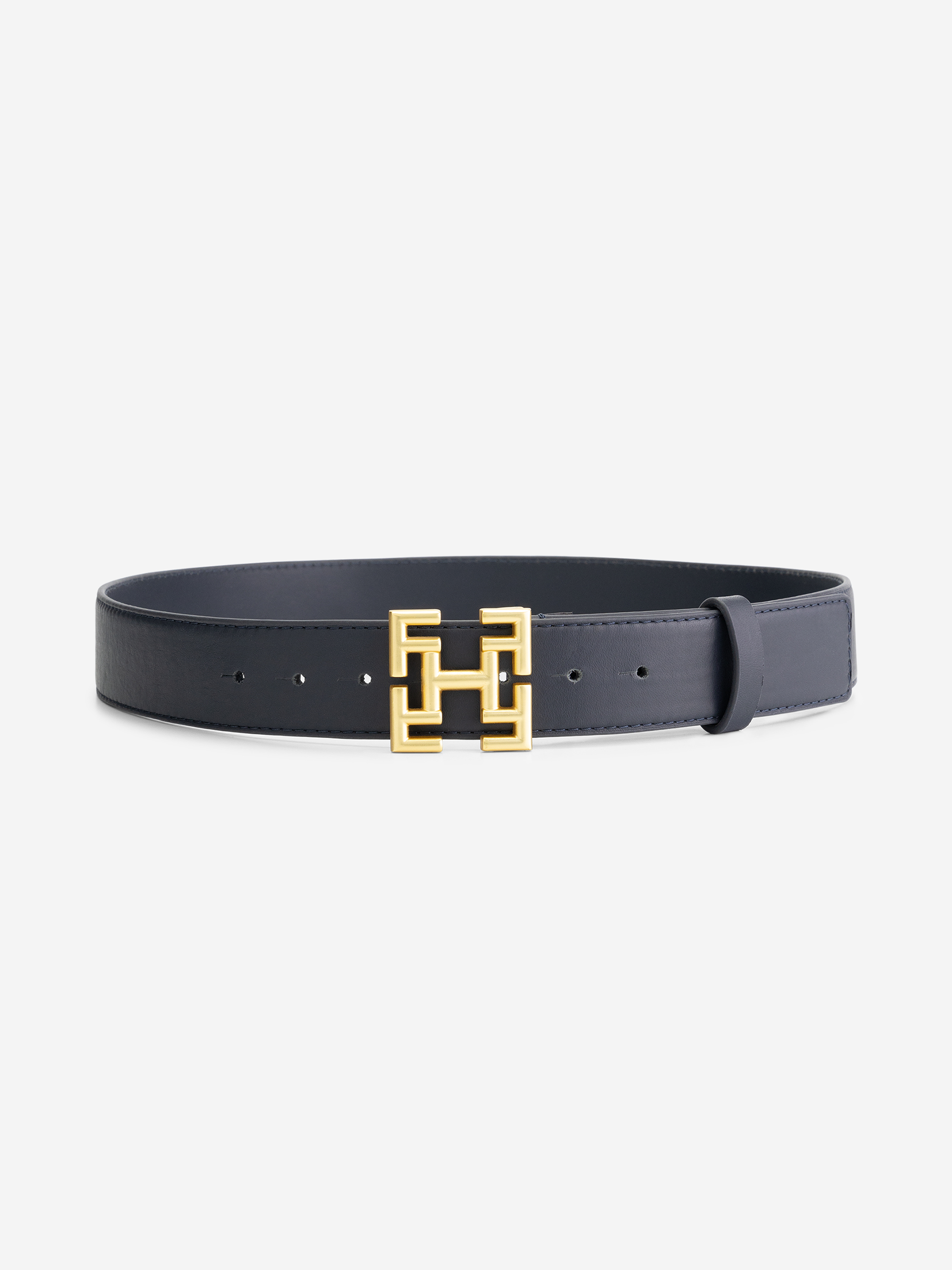 Small Leather waist belt with logo buckle