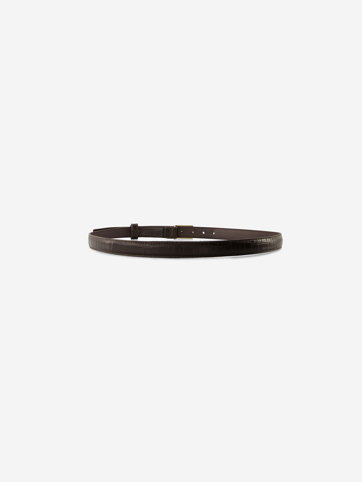 Leather belt with logo buckle