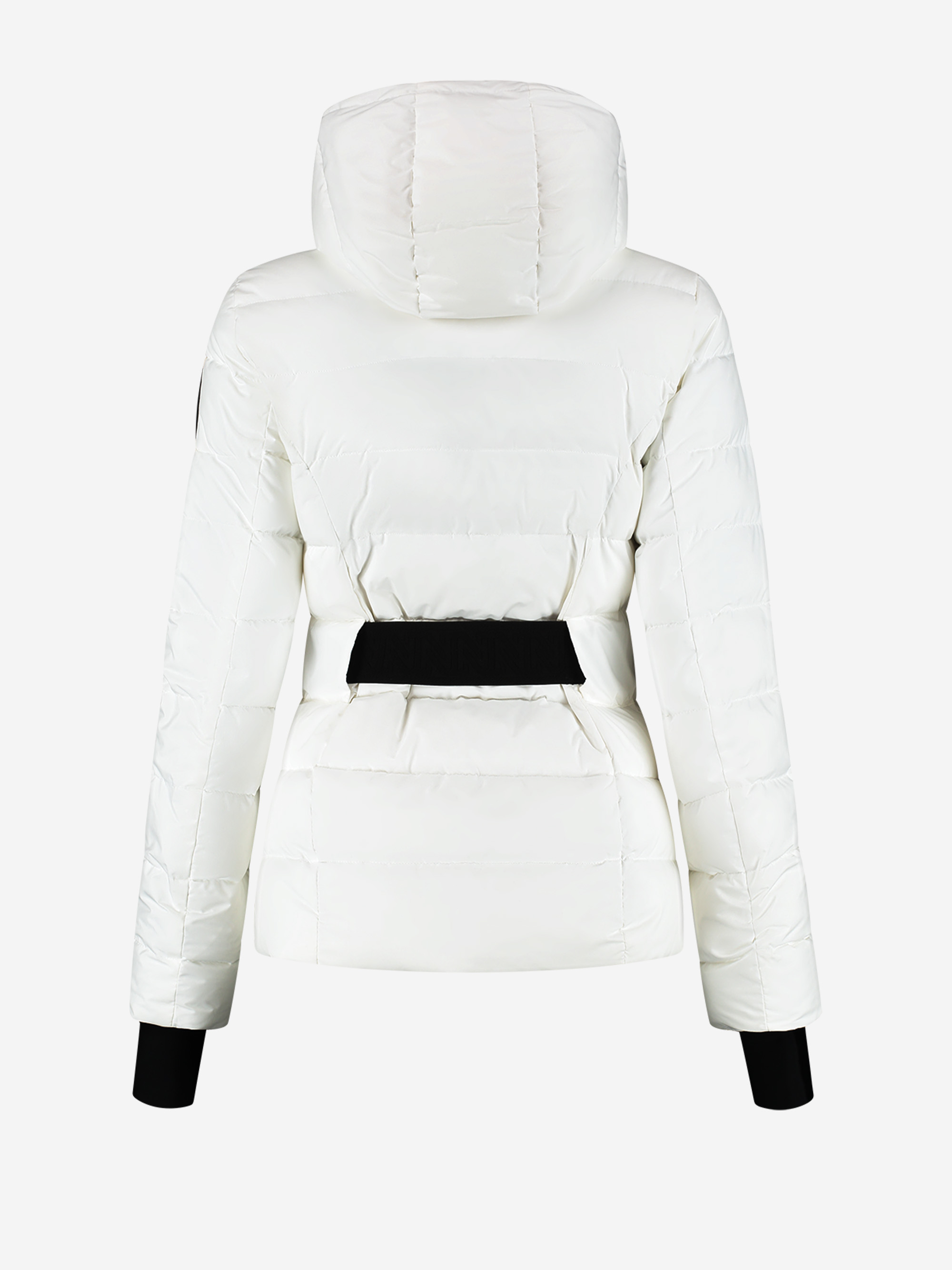 ski jacket with hood and elastic belt