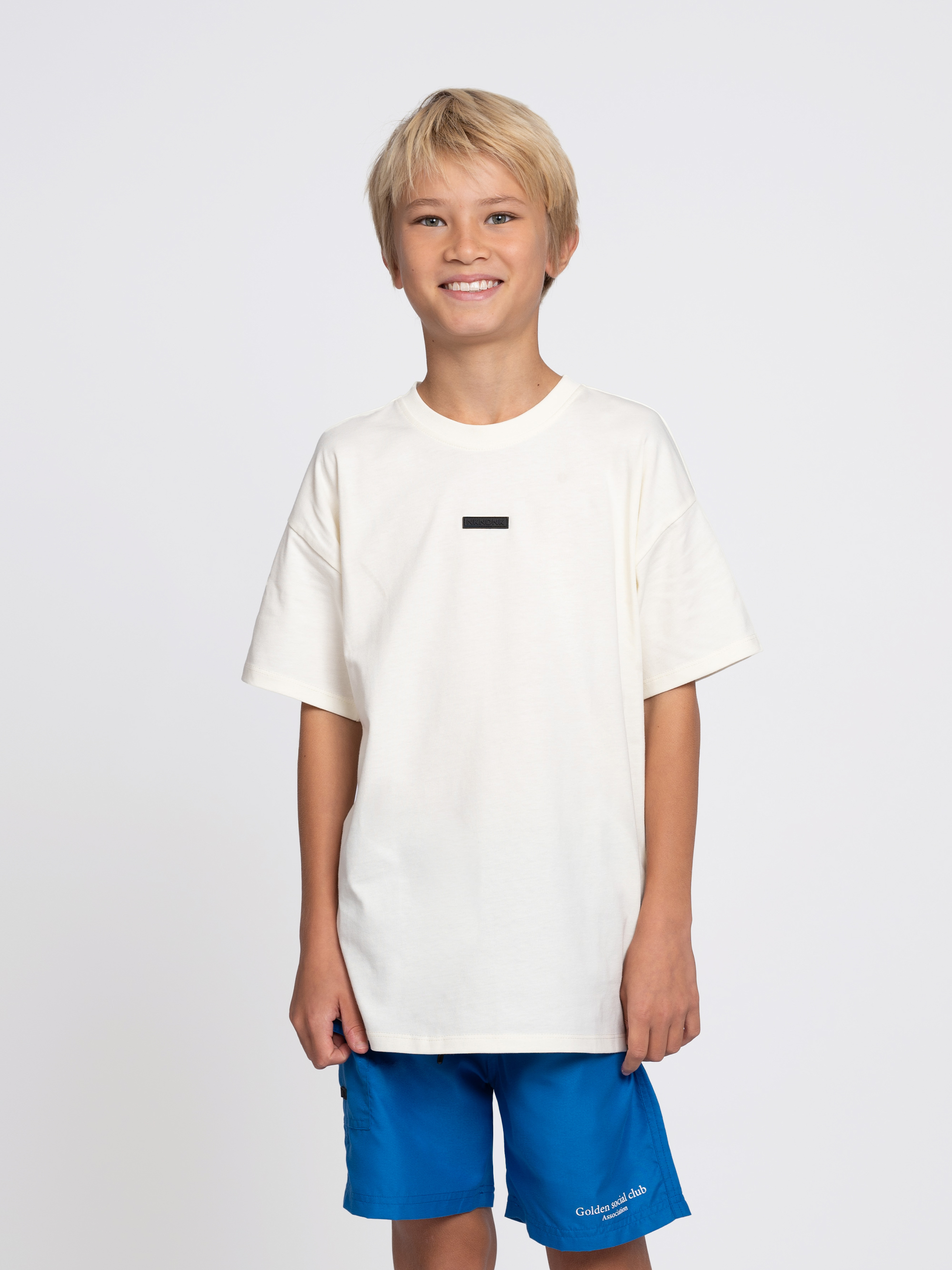 Swimming trunks with elastic waistband and drawstring