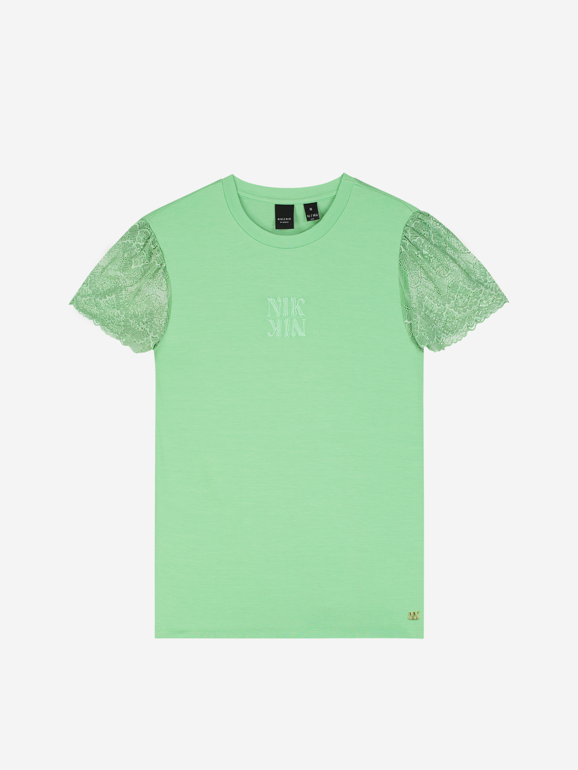 T-shirt met kanten mouwen 