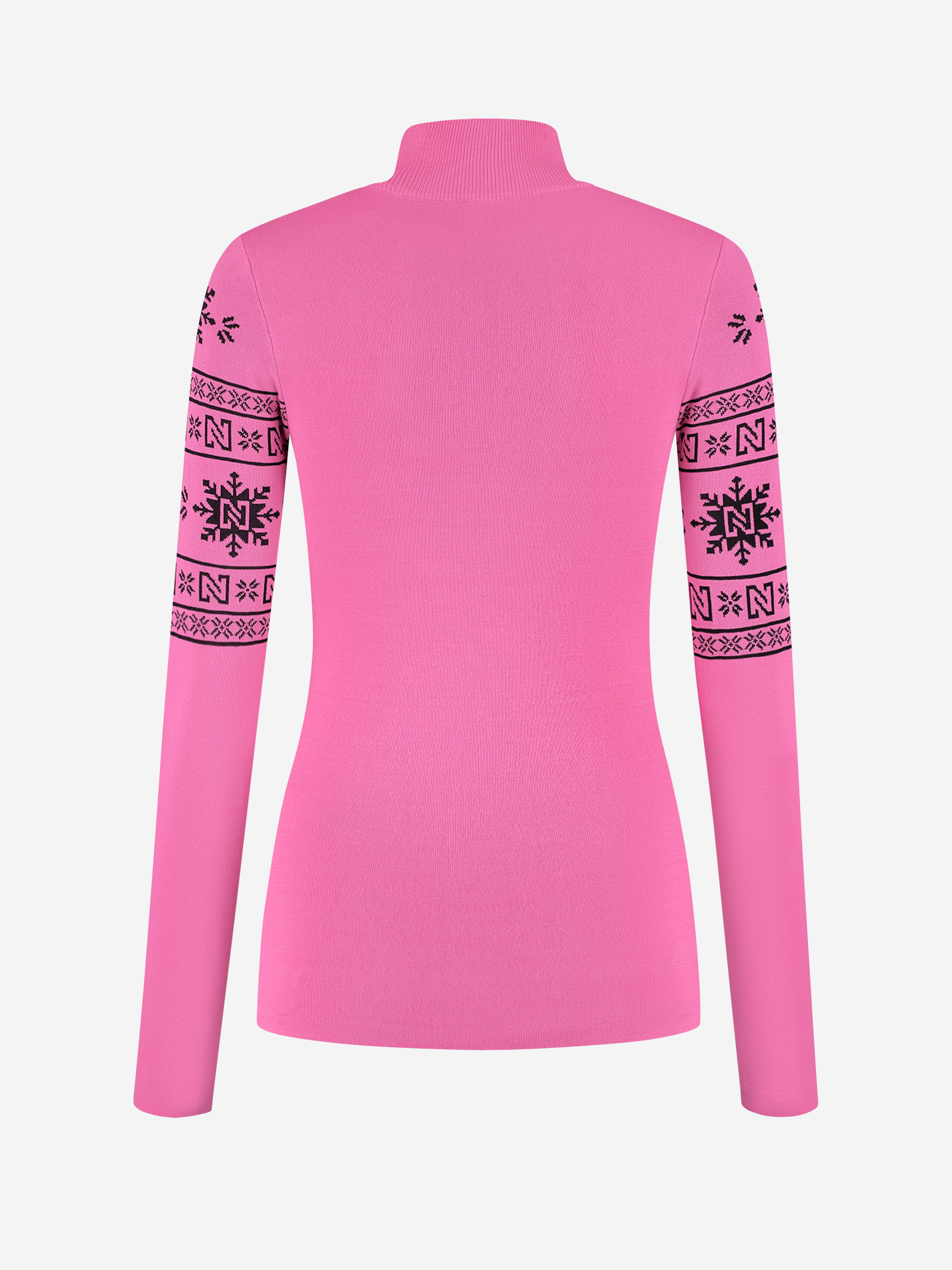 Fitted top with logo pattern and turtleneck