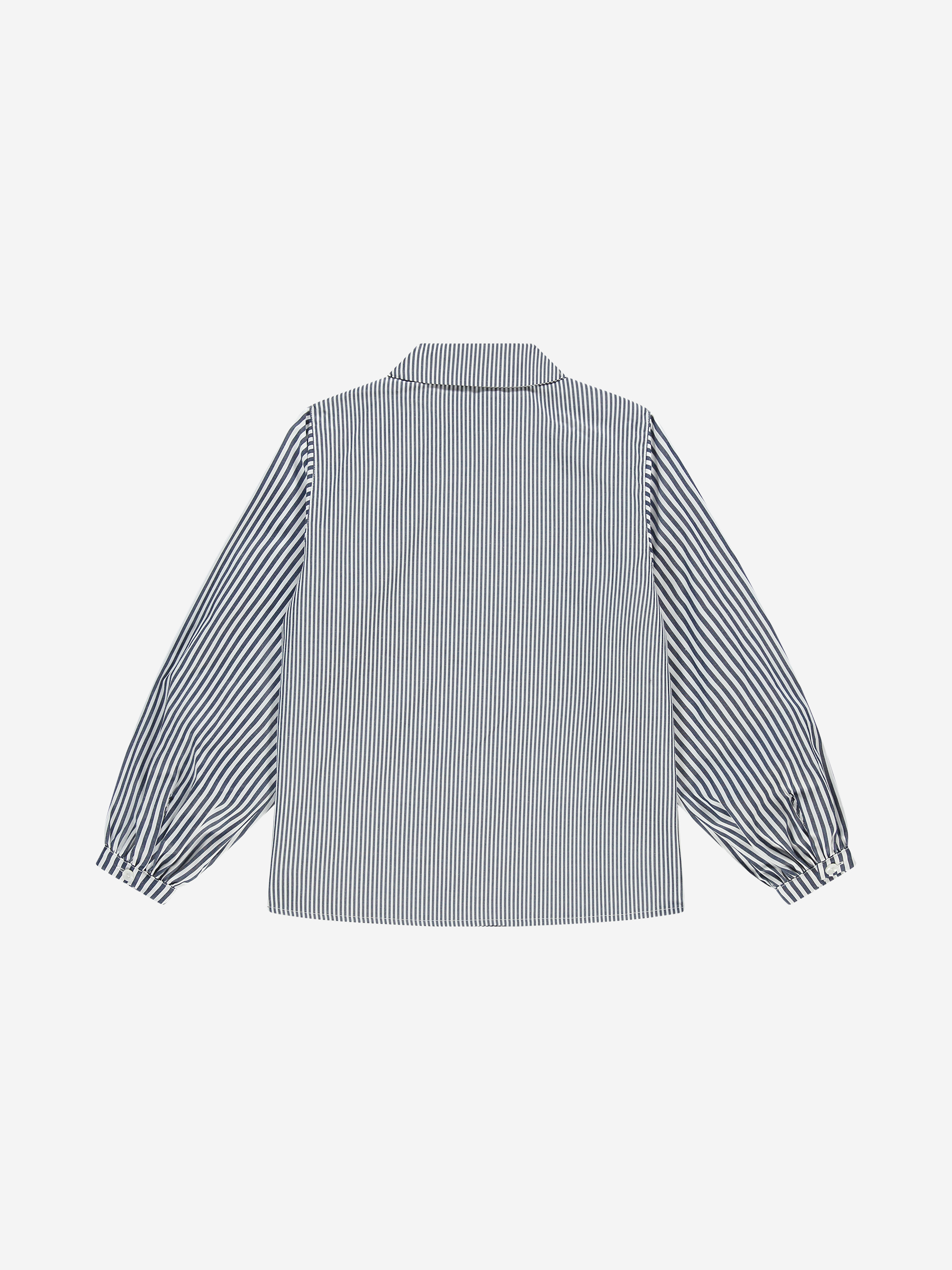 Striped blouse with balloon sleeves and logo