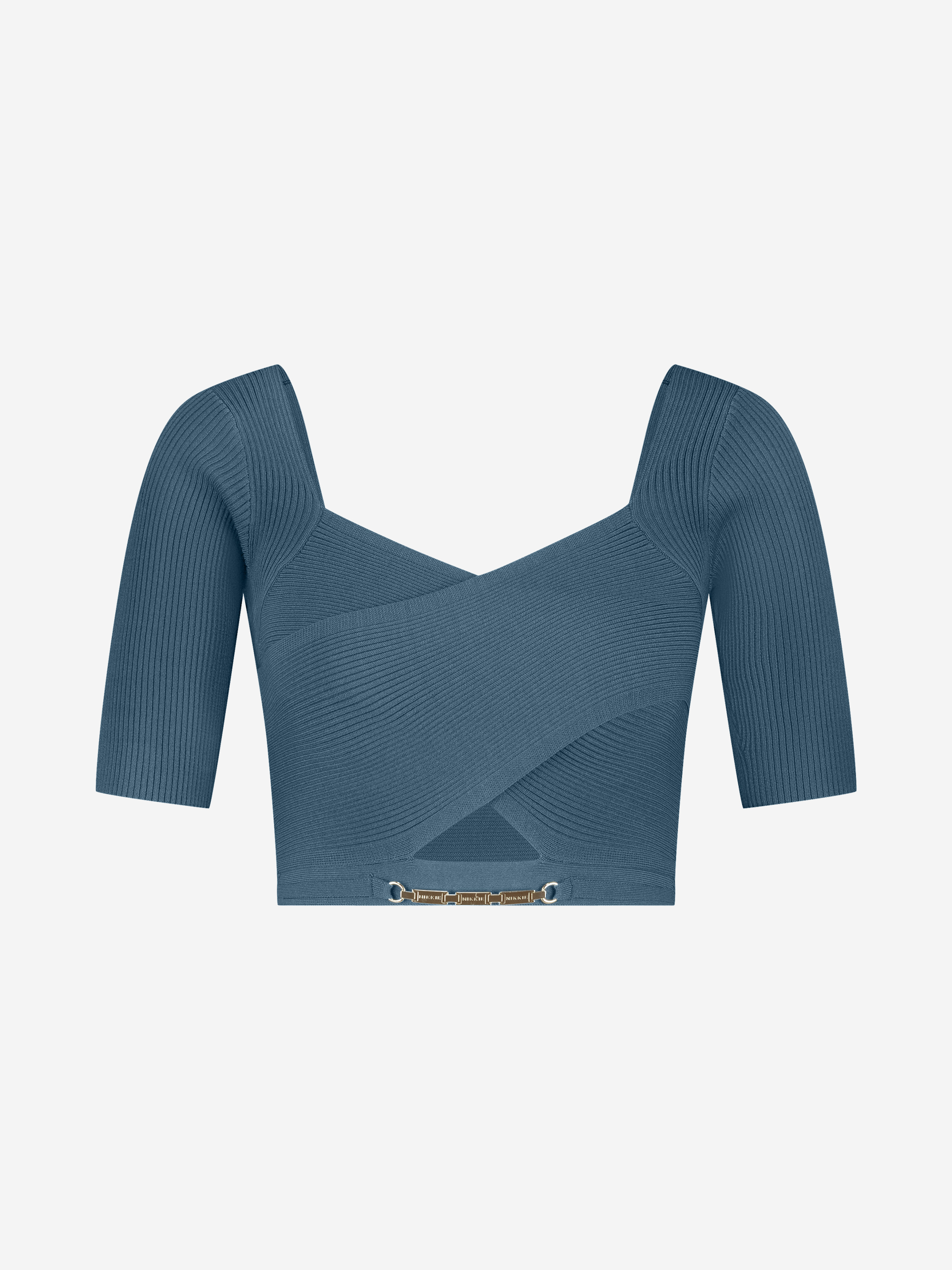 Ribbed cropped top with crossover detail