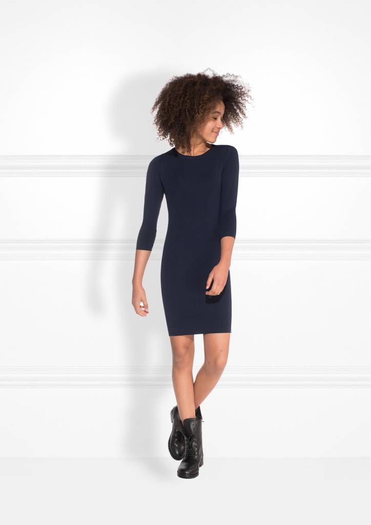 Navy dress with three quarter sleeves