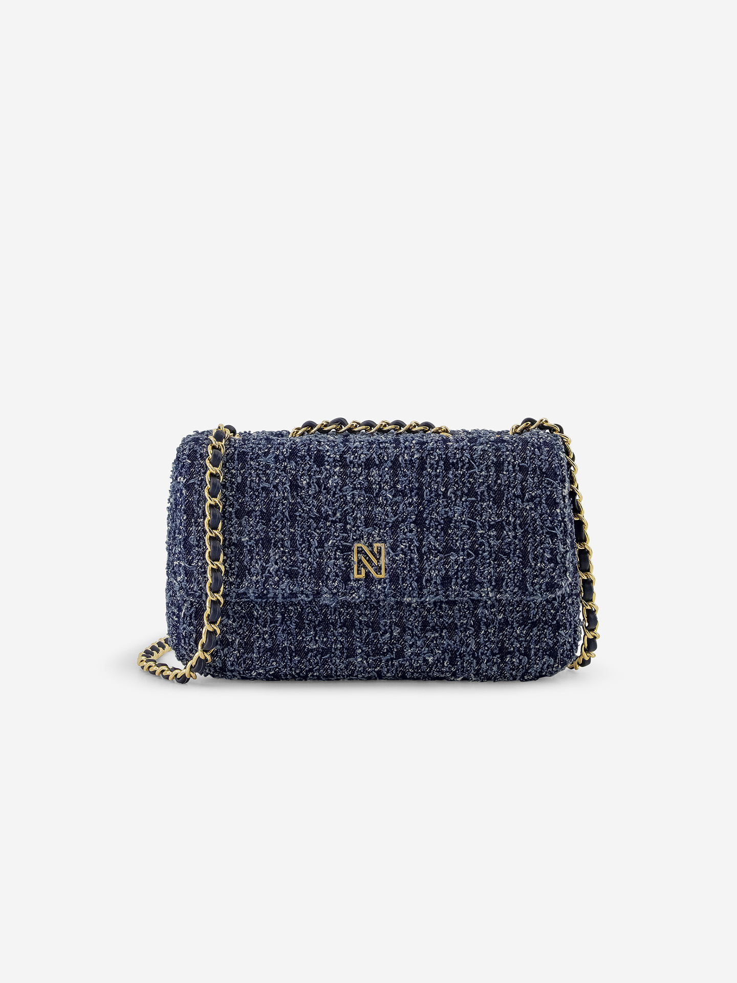 Tweed shoulder bag with logo