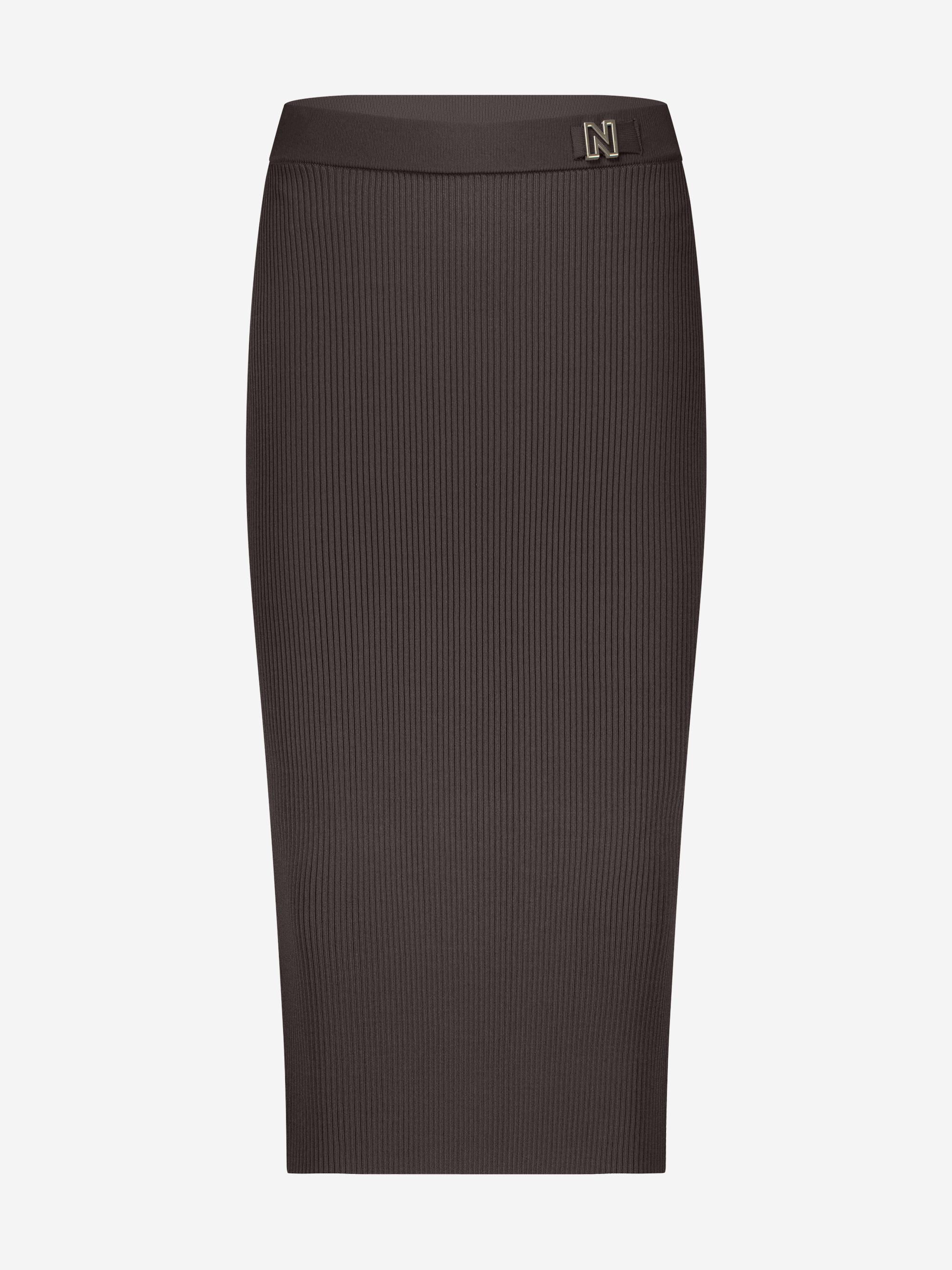 Long fitted skirt with buckle detail