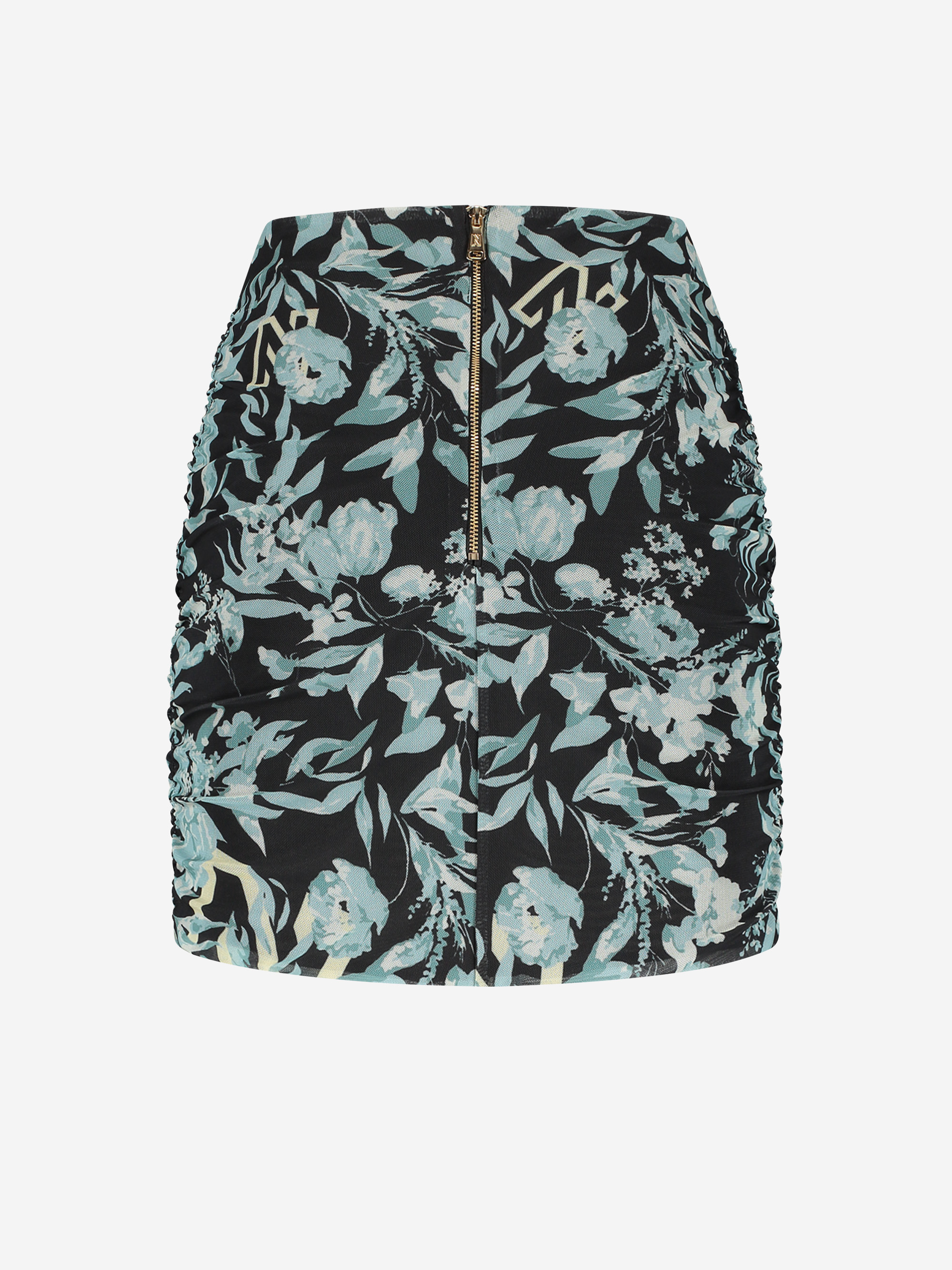 Mesh skirt with flower print