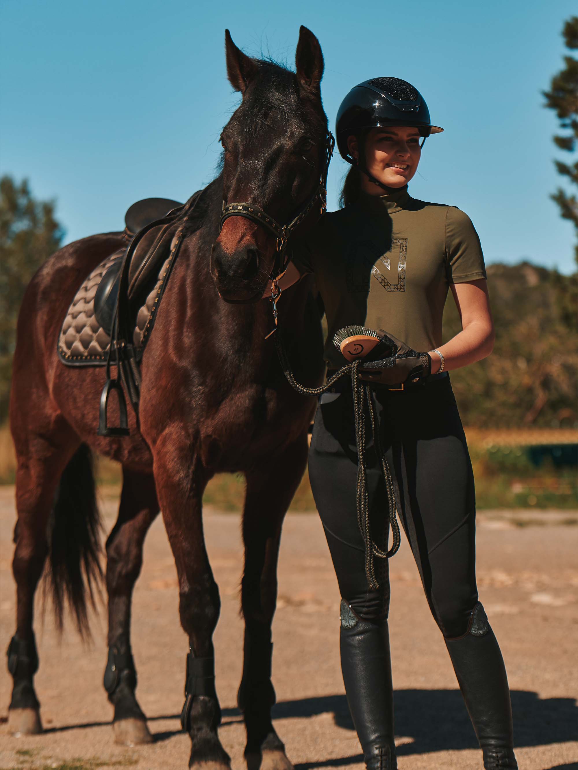 High waist riding breeches with silicone N monogram 