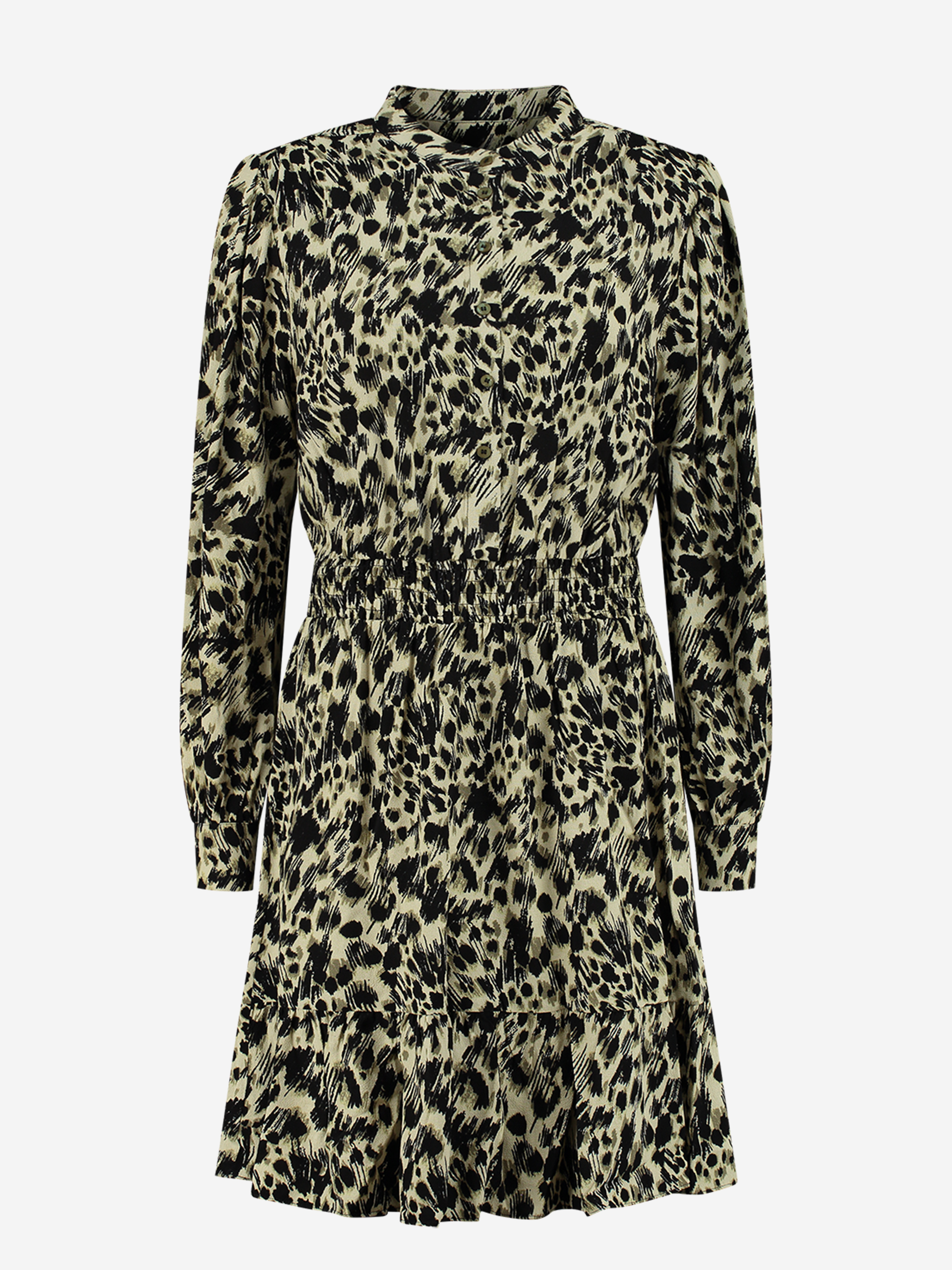 Luipaard print jurk met smokwerk
