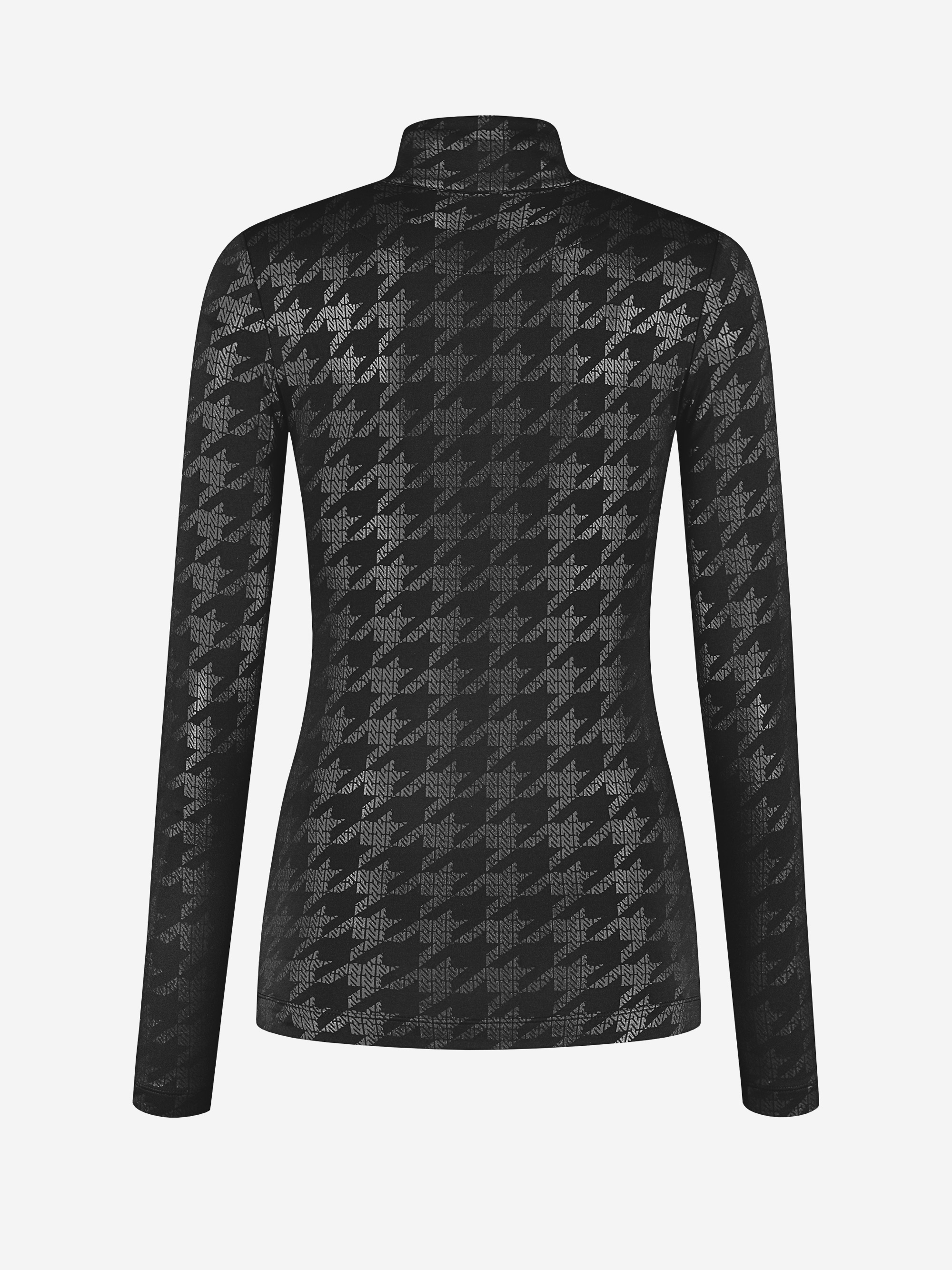 Fitted top with zipper and logo pattern