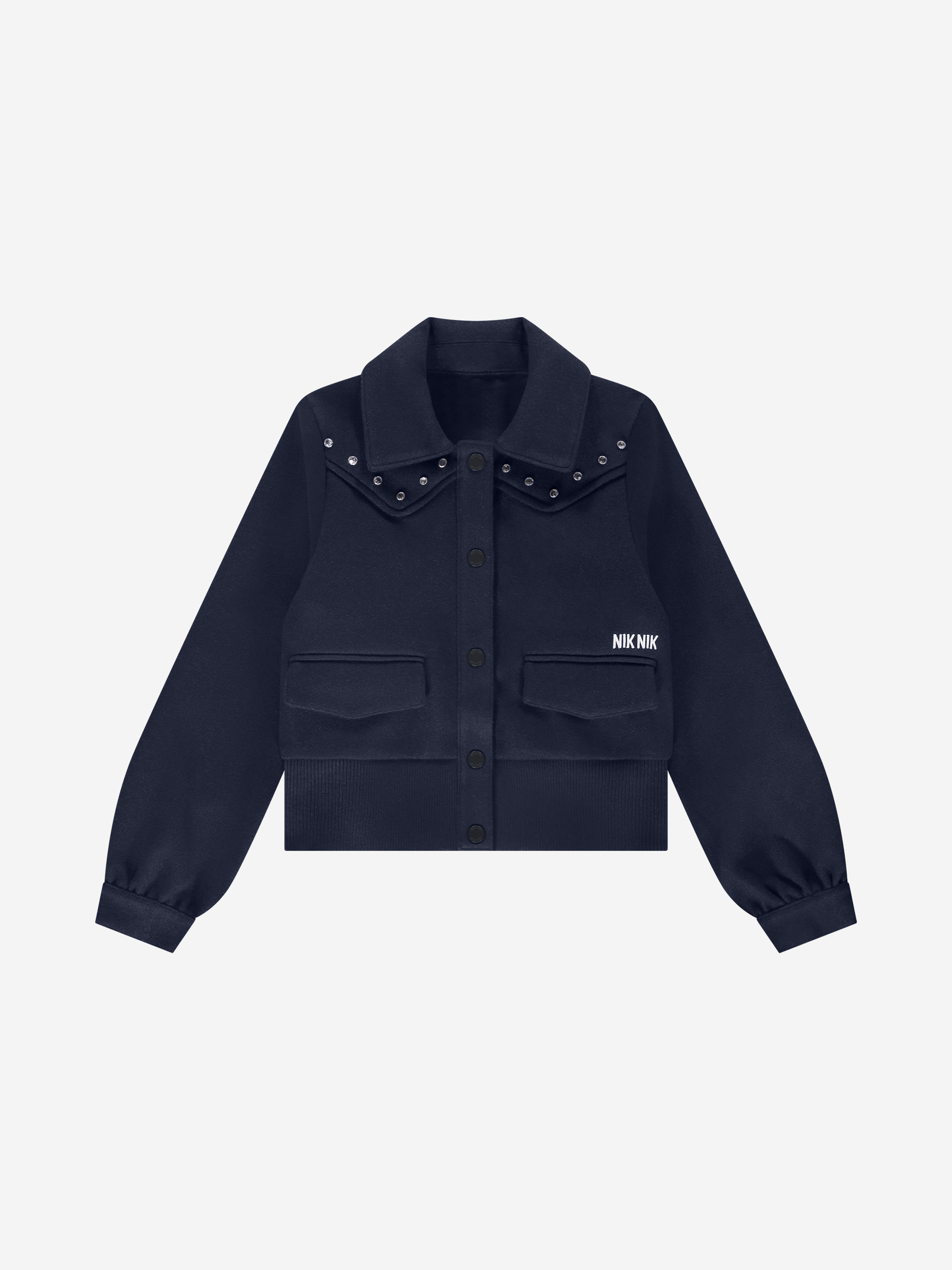 Kort jack met studs en klepzakken