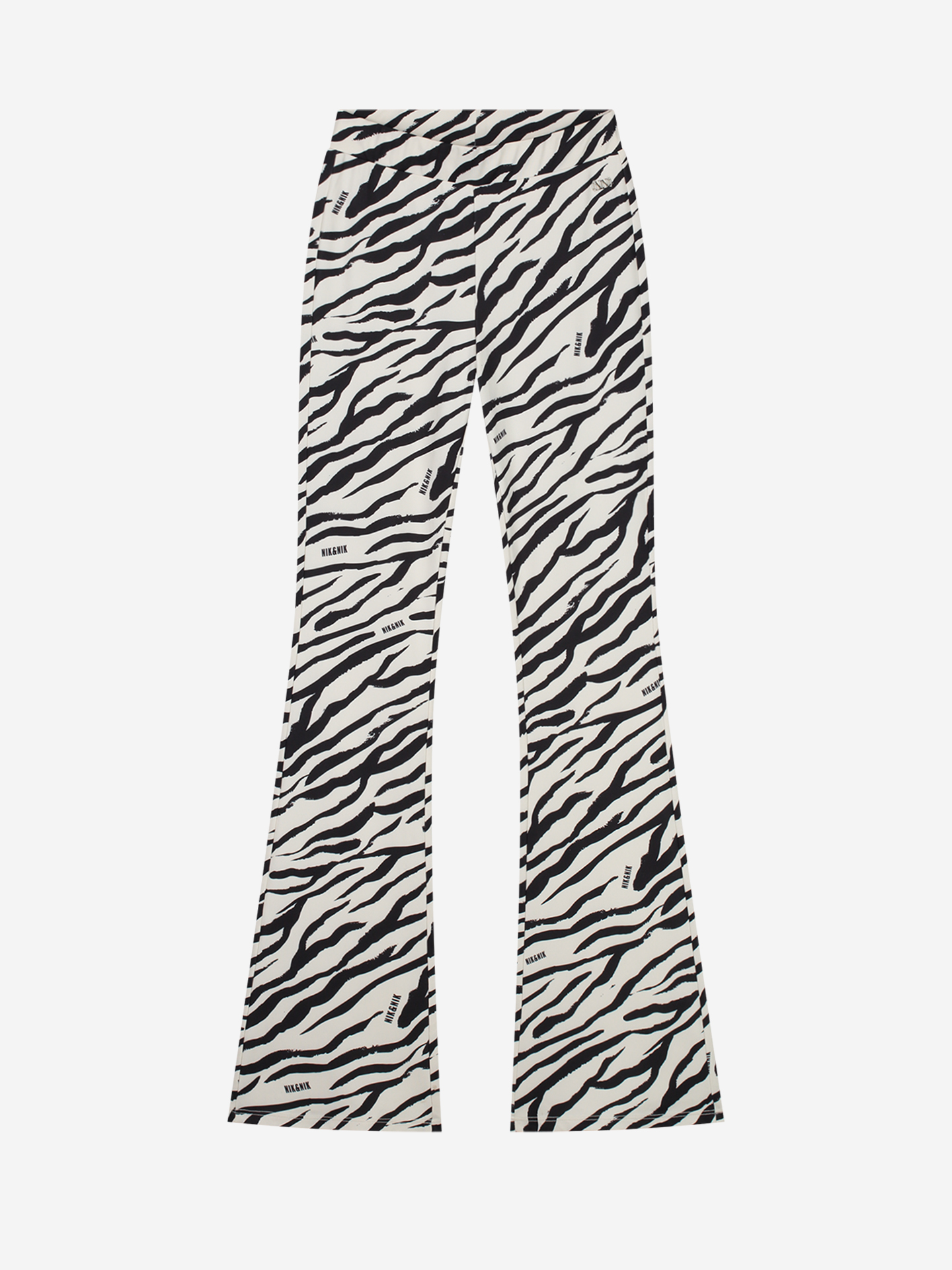 Flared pants with zebra print