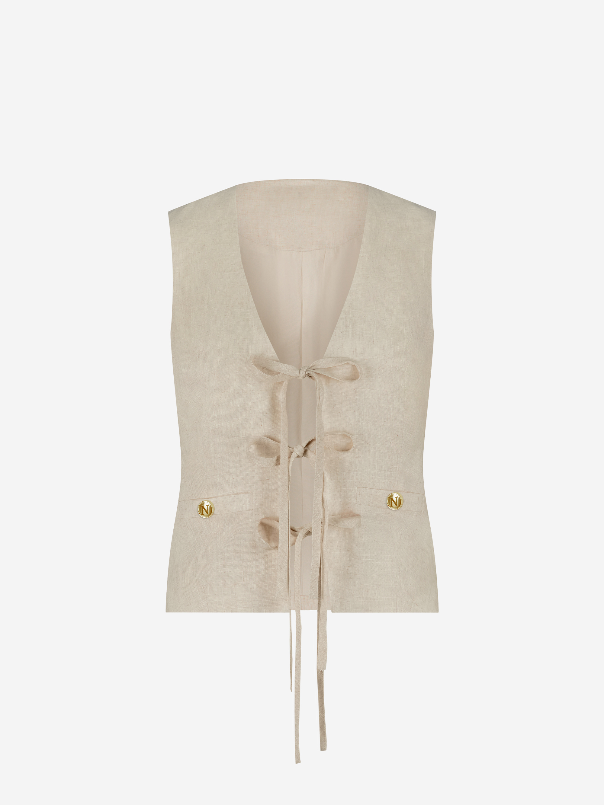 Mixed waistcoat with bow details