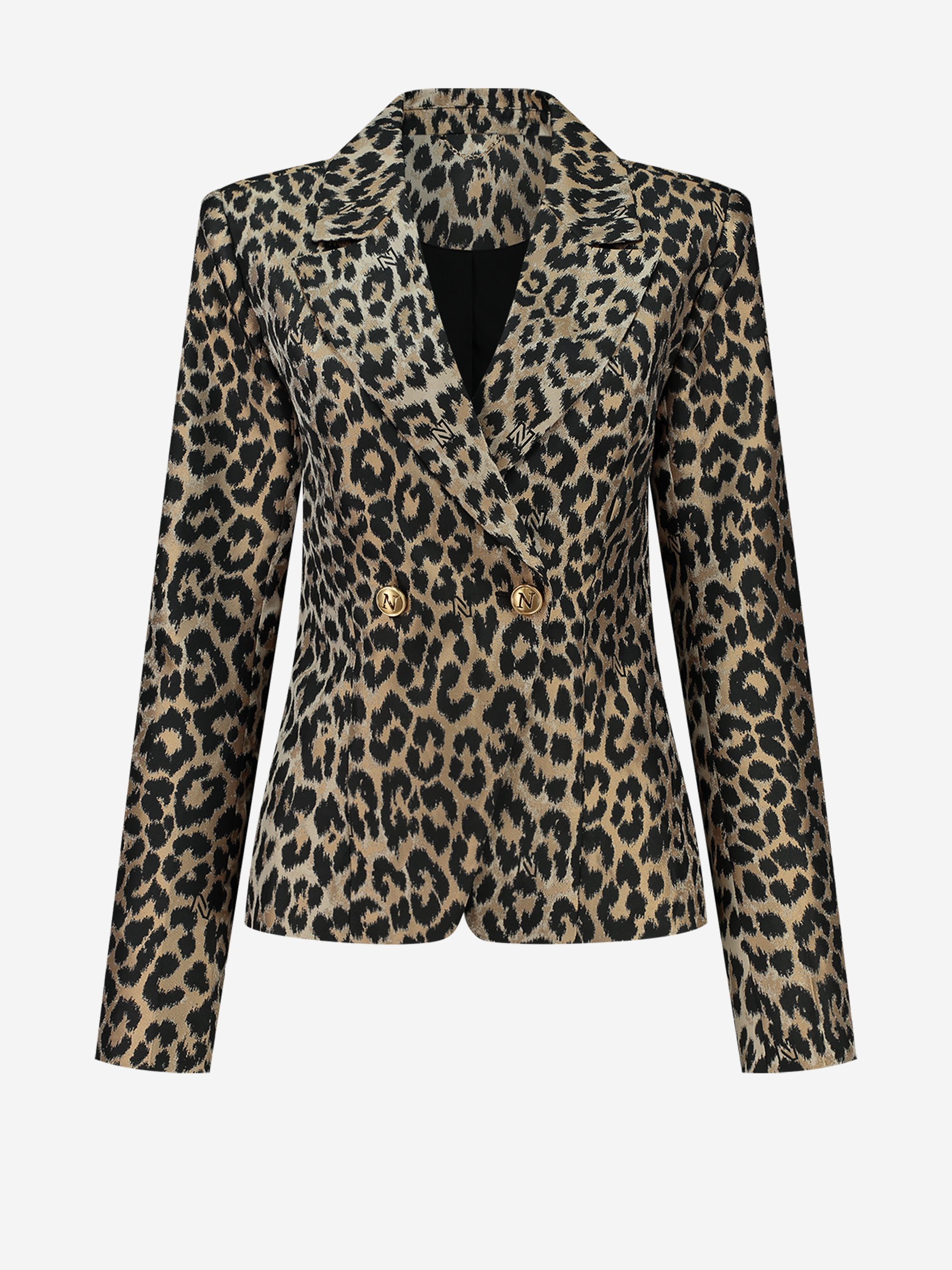 Fitted blazer with animal print