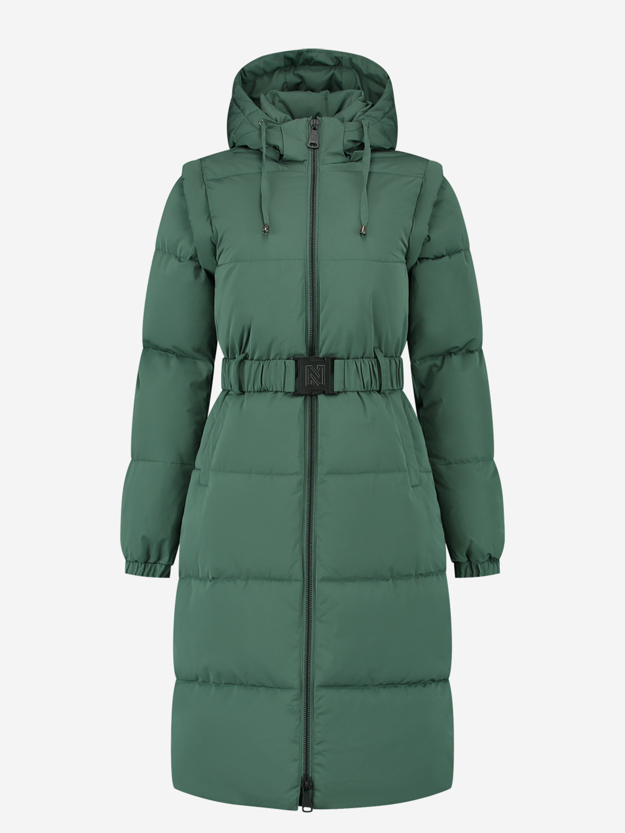 Long Puffer coat with removable sleeves 