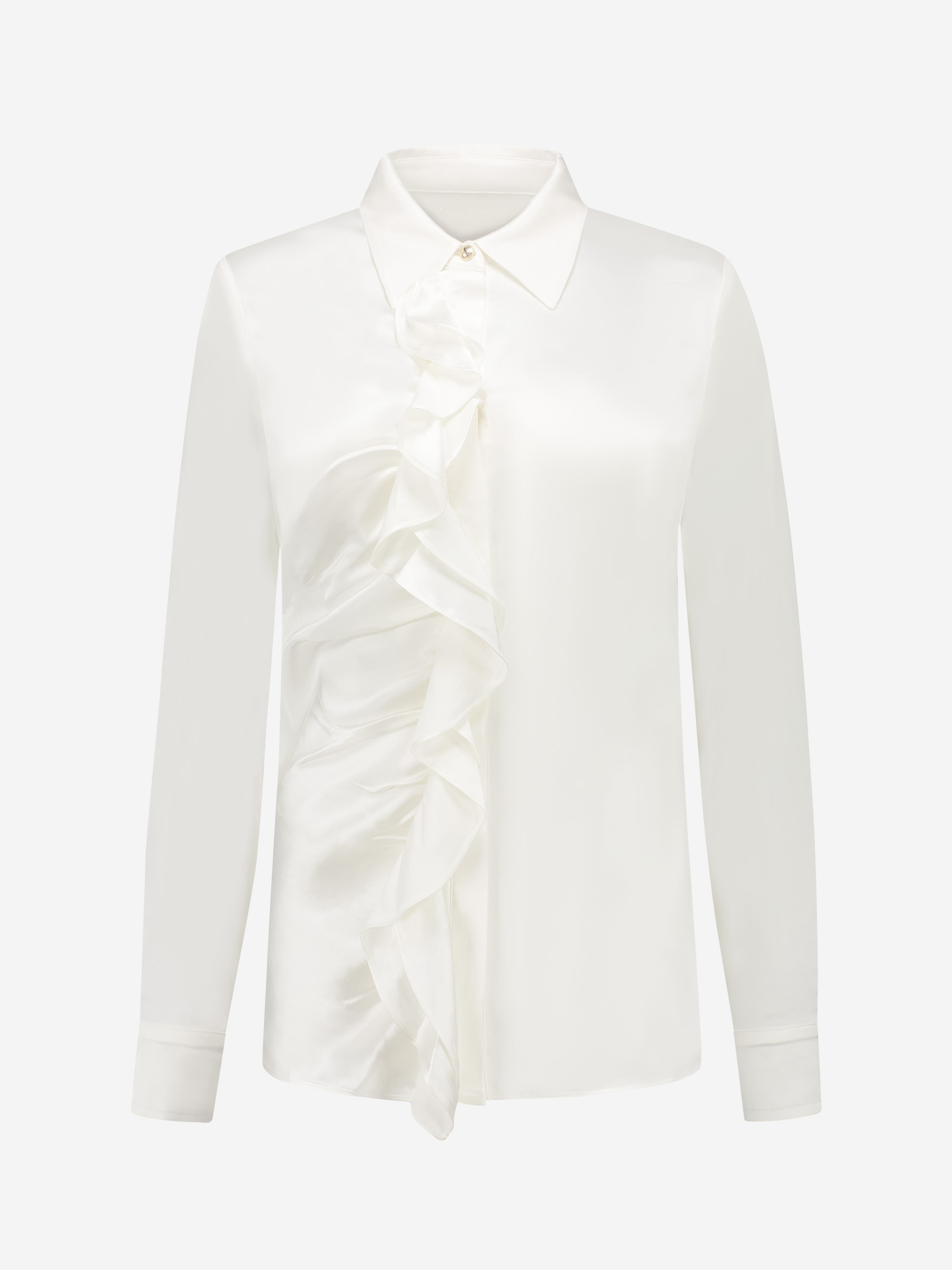 Satin look louse with ruffles